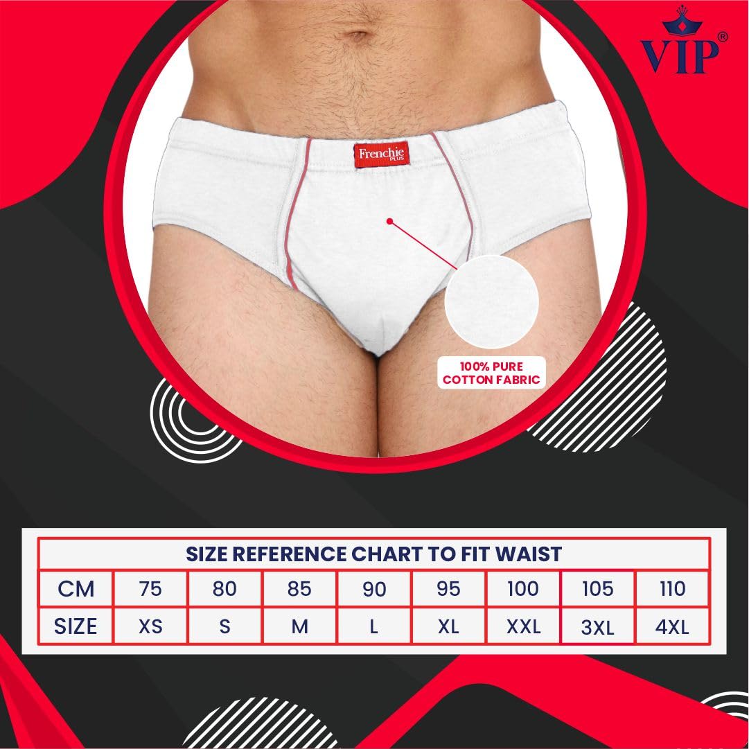 VIP Men Solid Cotton Briefs - White - Image 3