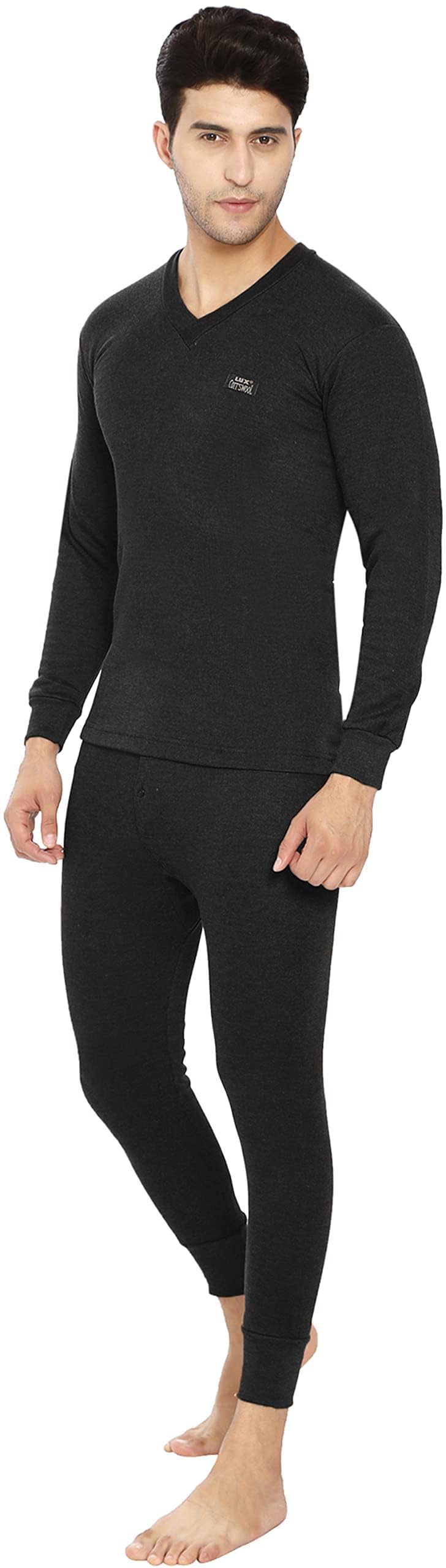 Lux Cott Men's Wool Thermal Set - Black