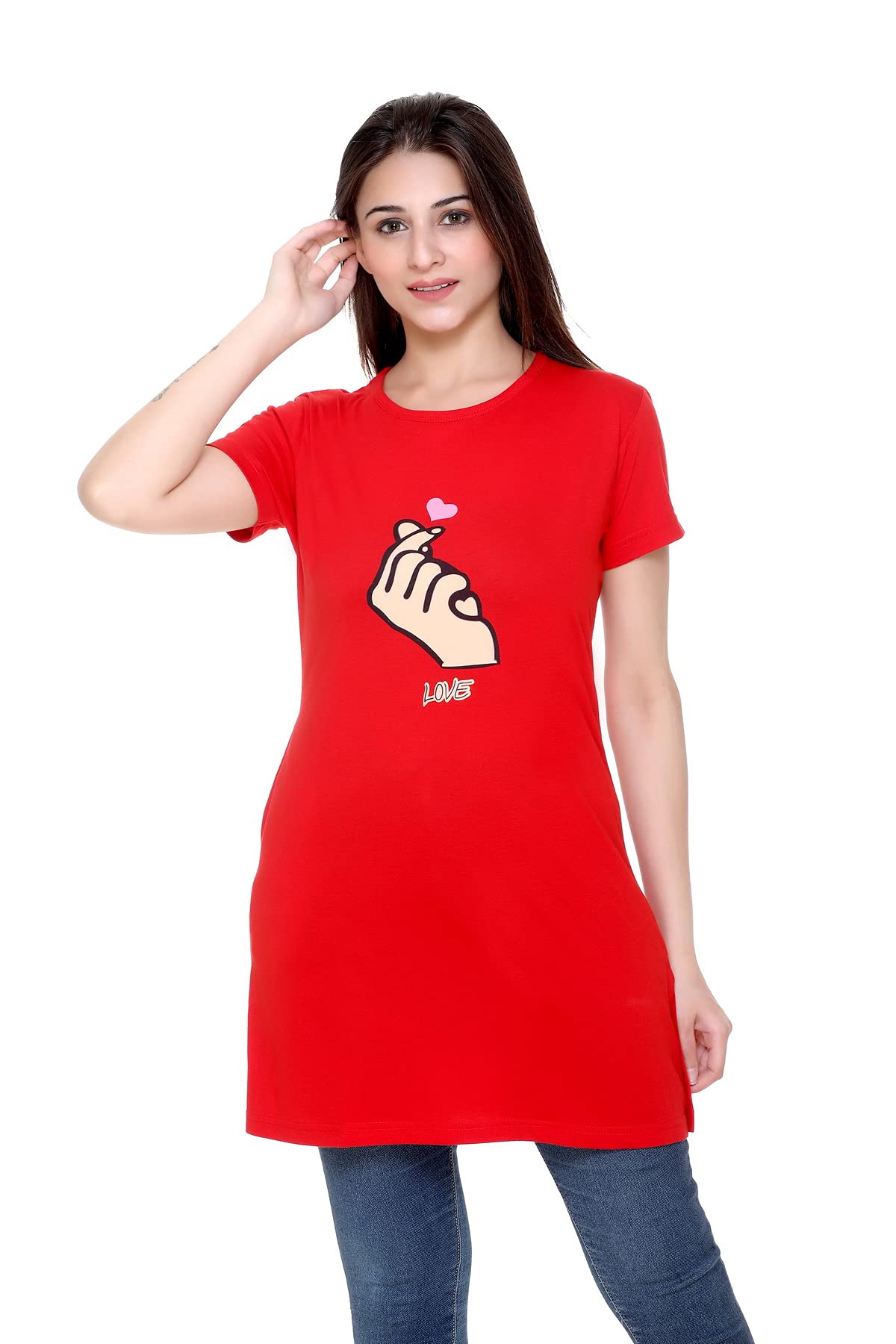 Plush Women's Cotton Printed T-Shirt - Red