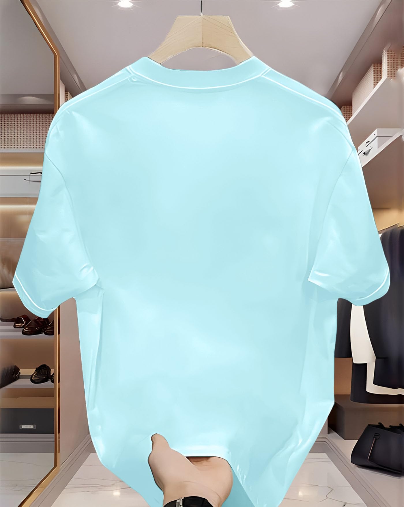 Enitor Men Oversized Printed T-Shirt - Aqua Blue - Image 3