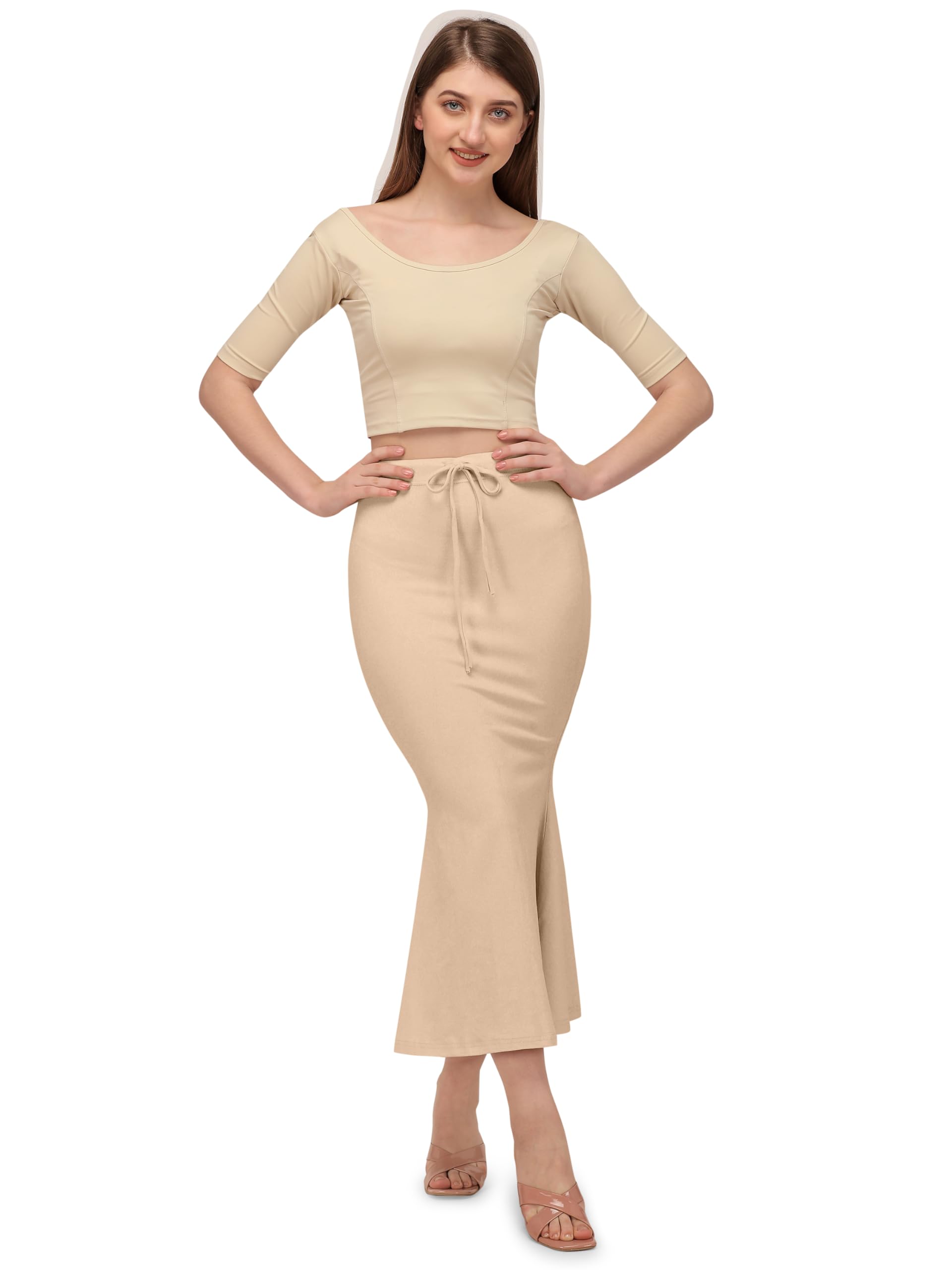 Mehrang Saree Shapewear Petticoat for Women - Skin Tone - Image 5