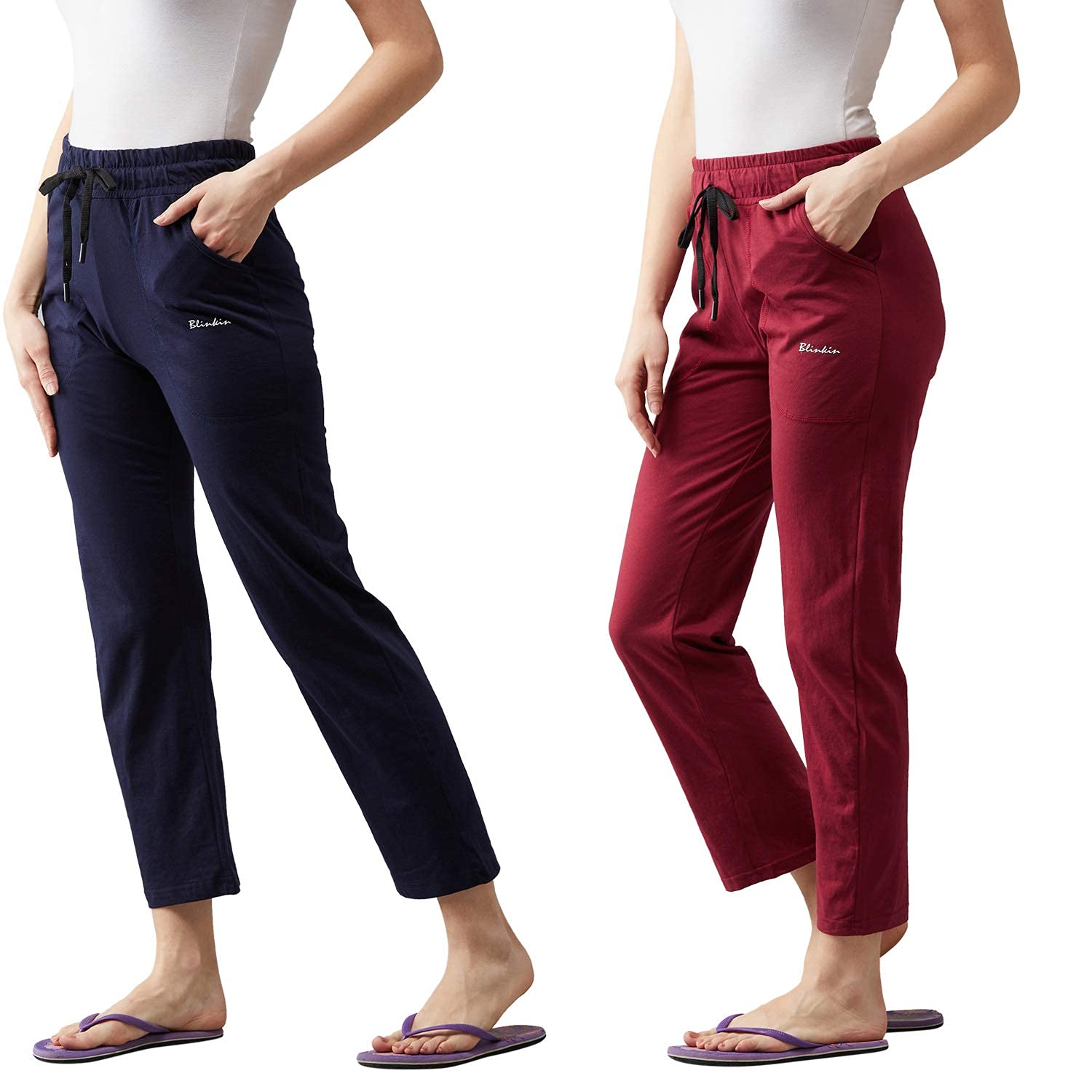 Cotton Pyjamas for Women - Maroon Navy Blue