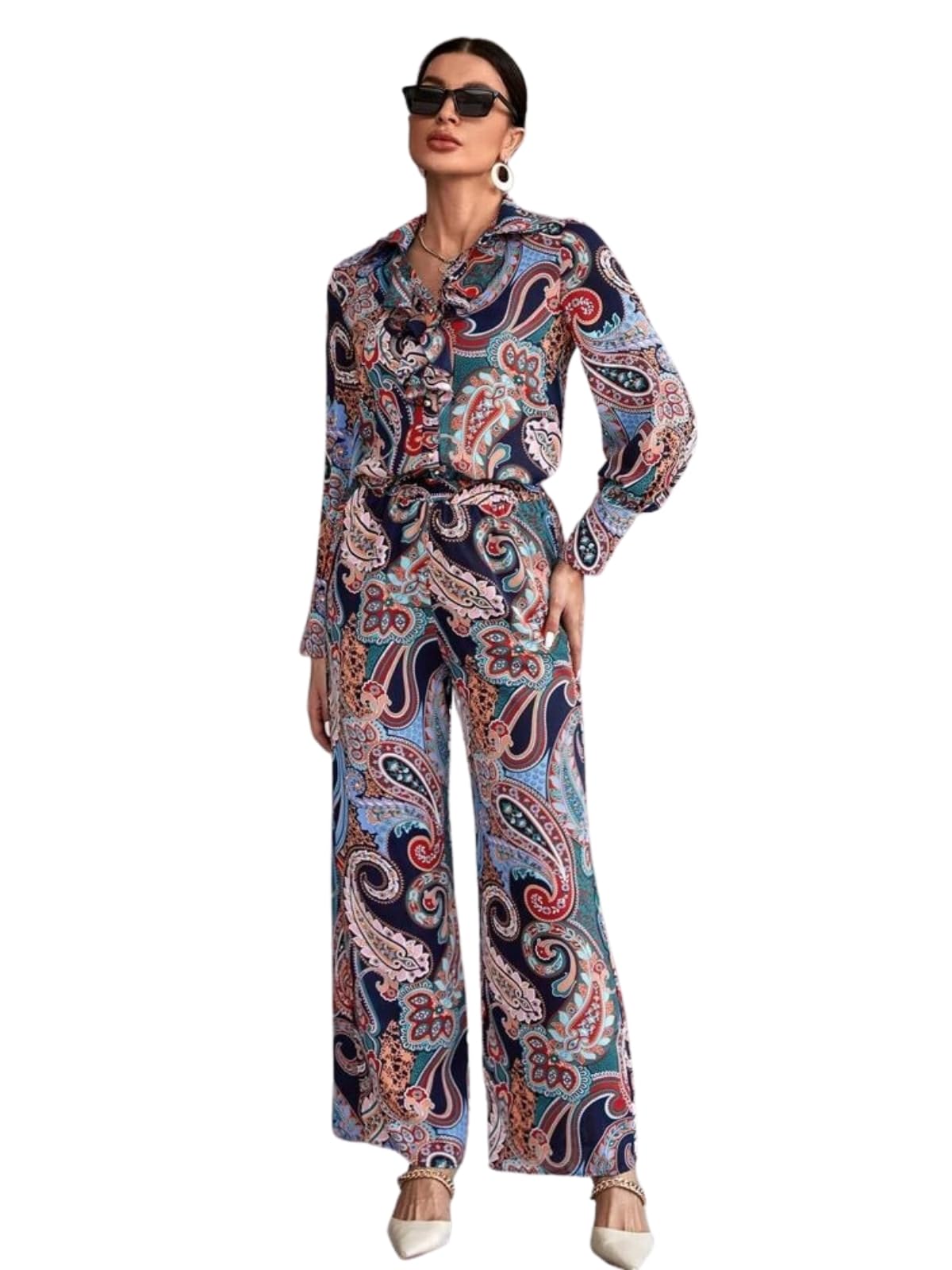 Leriya Fashion Women Rayon Printed Western Co-Ord Set - Blue