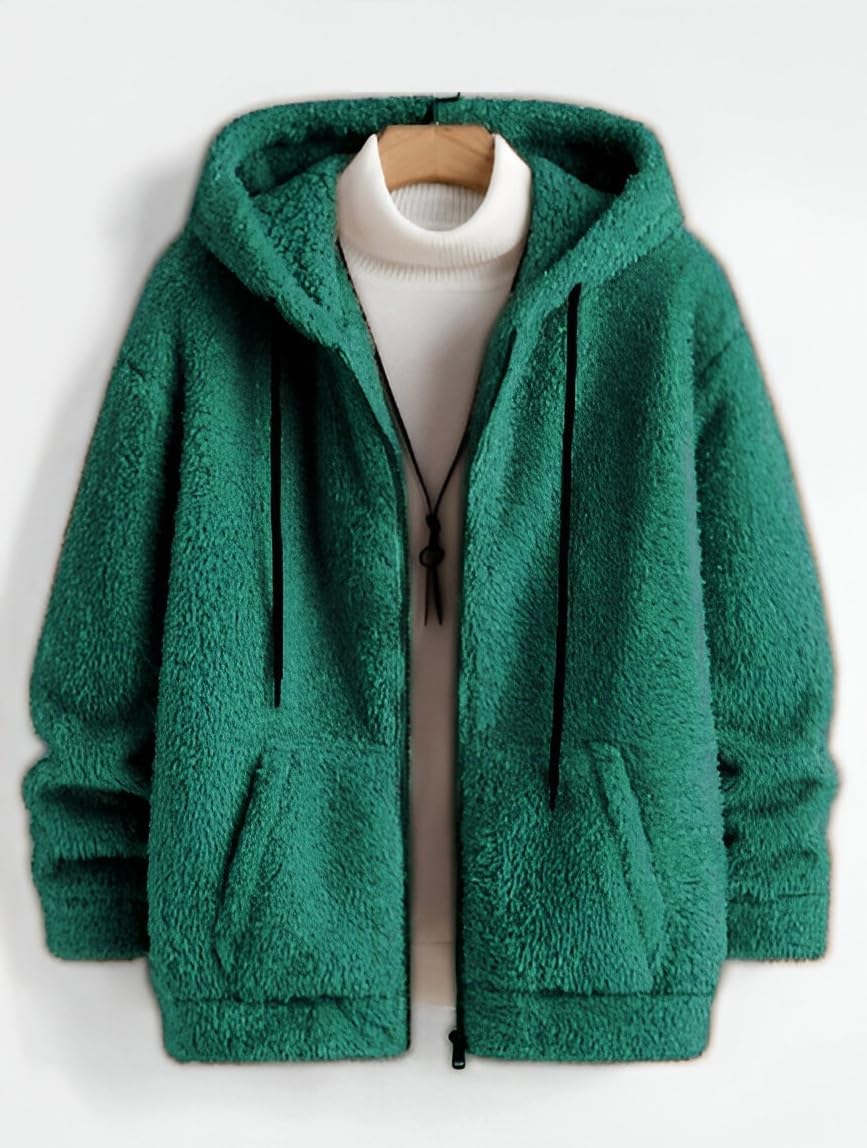 Ben Martin Men's Teal Green Fleece Zipper Hoodie - Image 2
