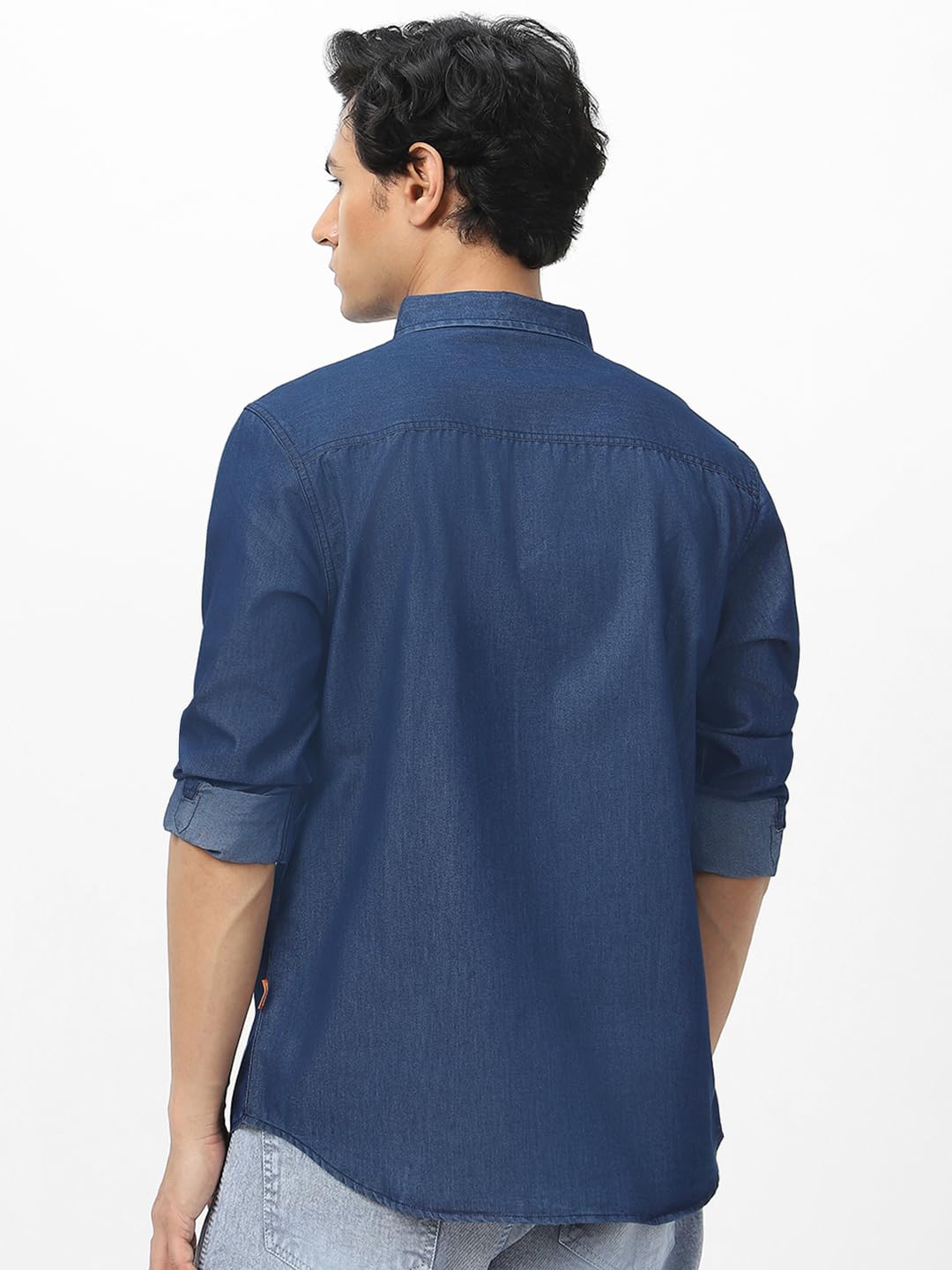 Urbano Fashion Men's Dark Blue Casual Denim Shirt - Image 5