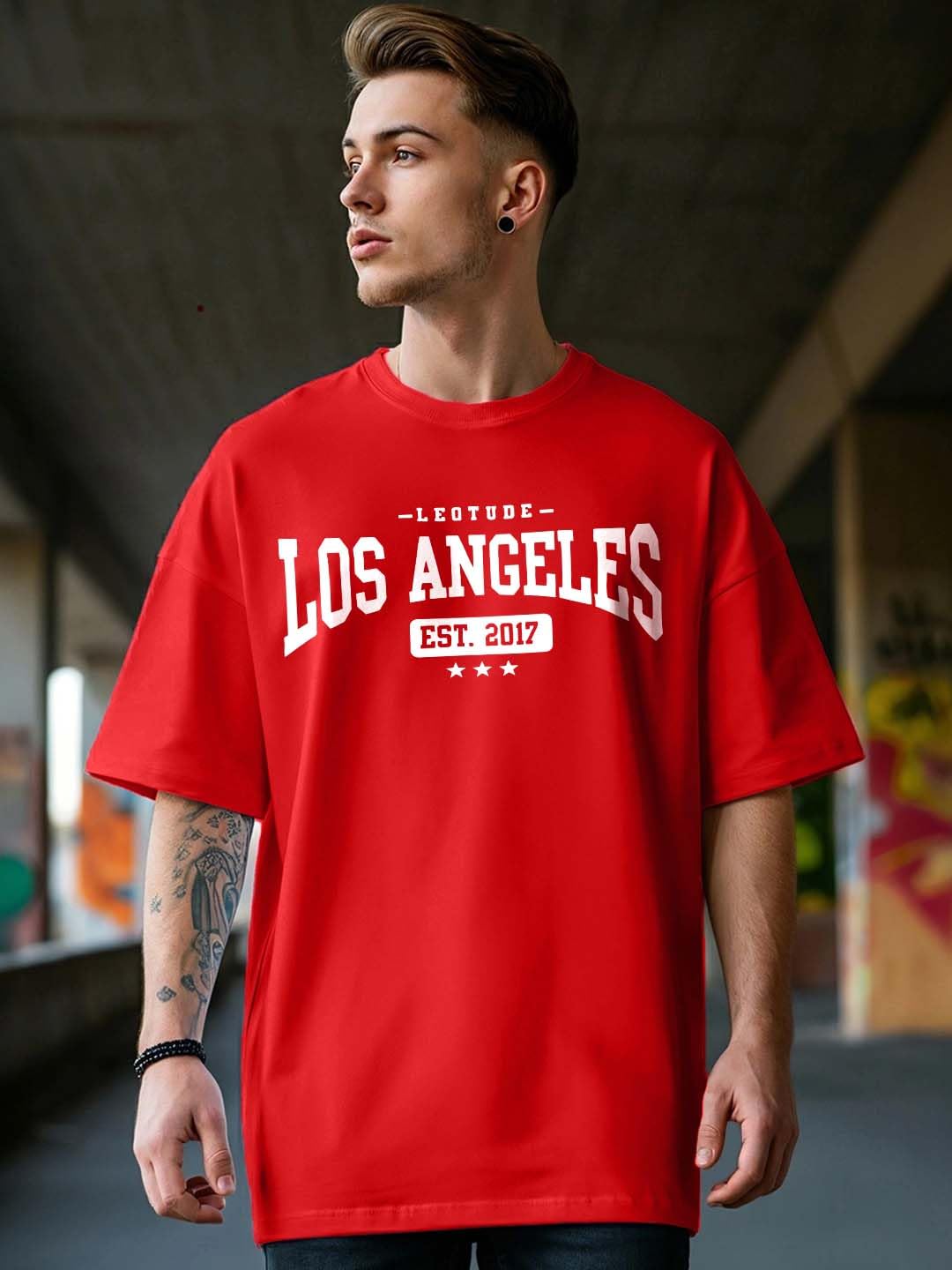 LEOTUDE Men's Graphic Print Tshirt - Black - Image 2