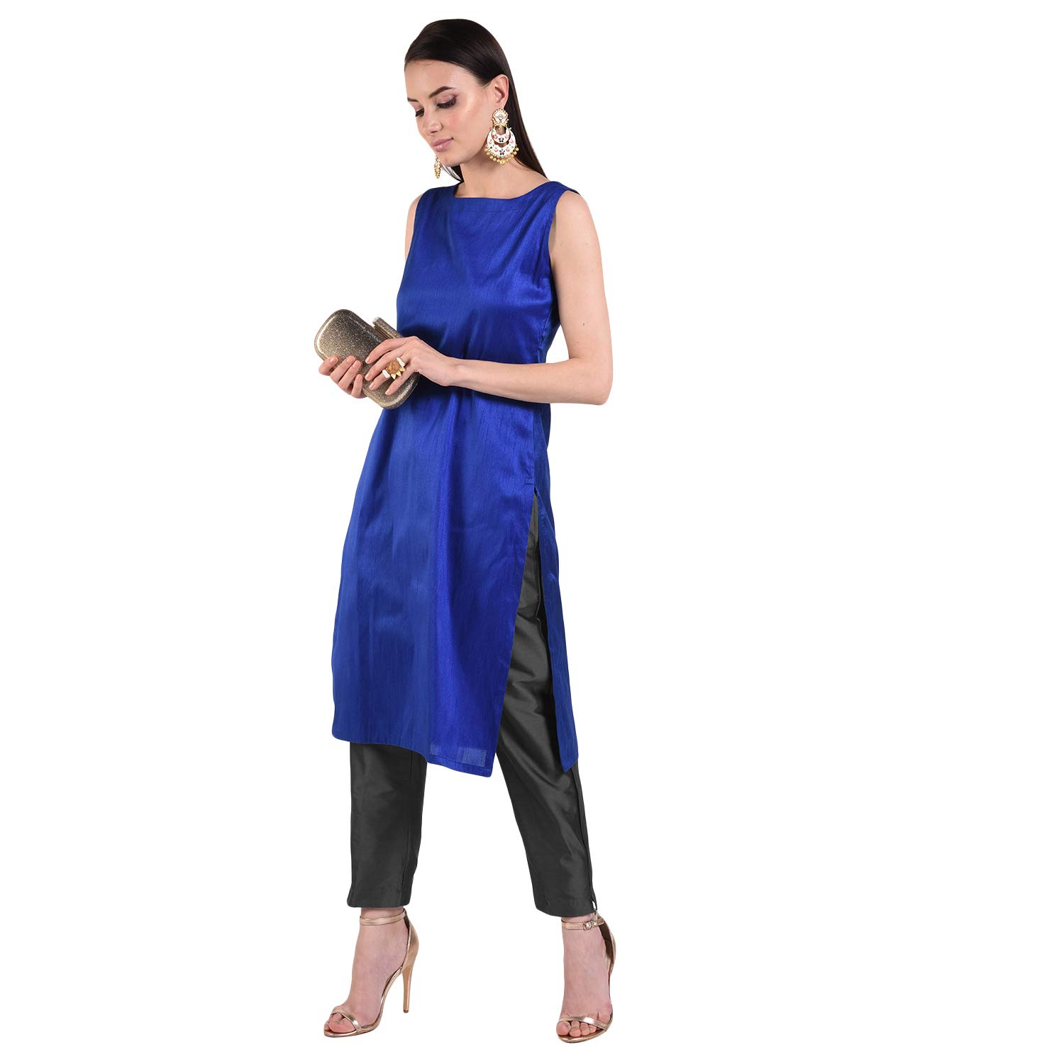 Floreos Women's Black Straight Silk Pant - Image 5