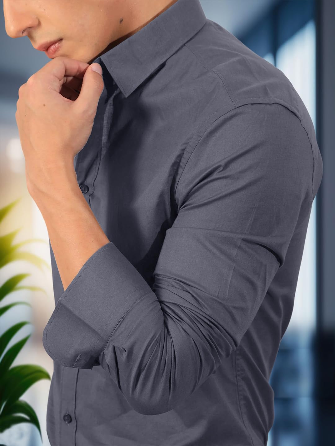 Pinkmint Grey Button Down Shirt for Men - Image 5