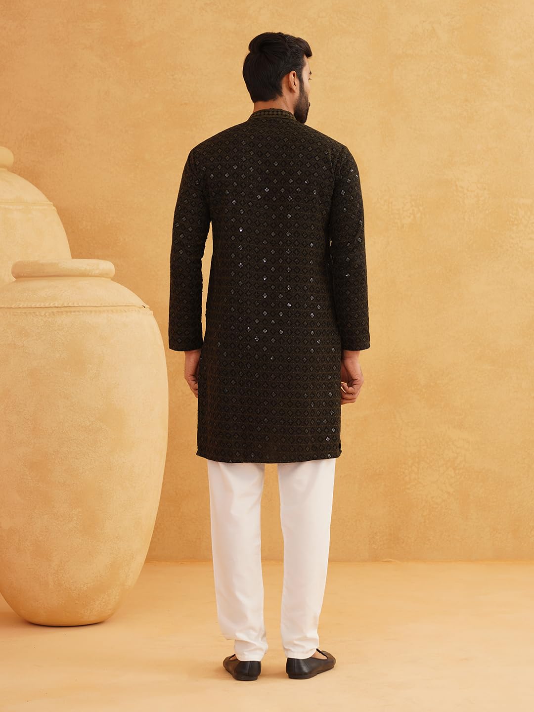 SOJANYA Men's Cotton Embroidered Kurta - Image 4