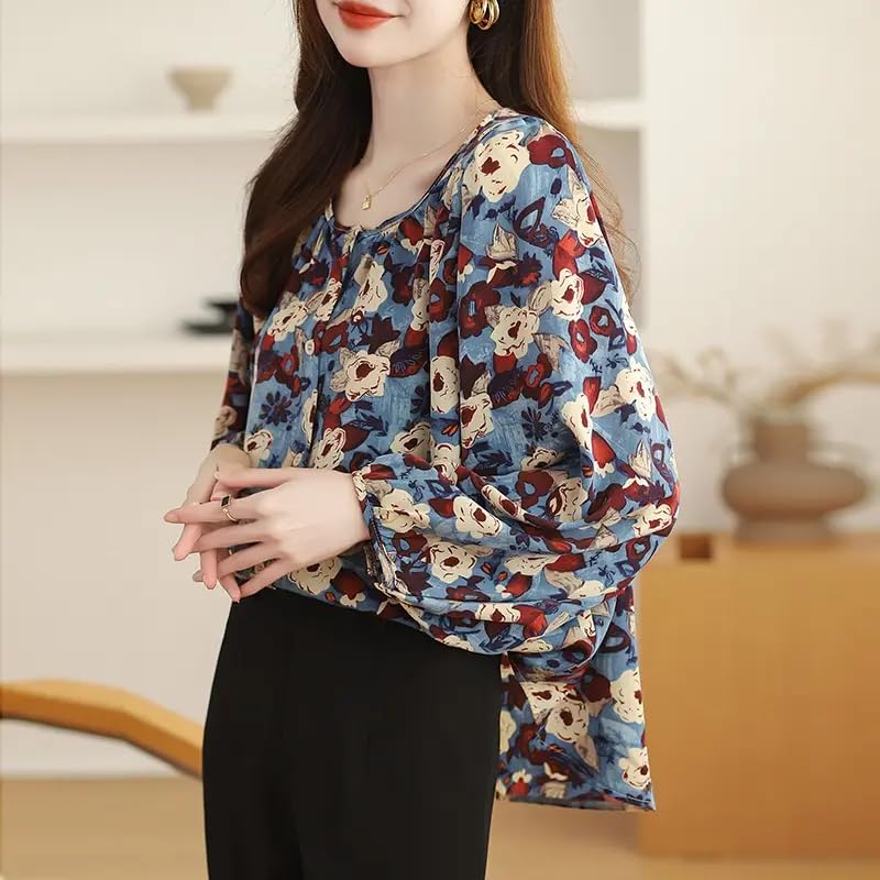 Trendy Blue Printed Shirt for Women - Image 3