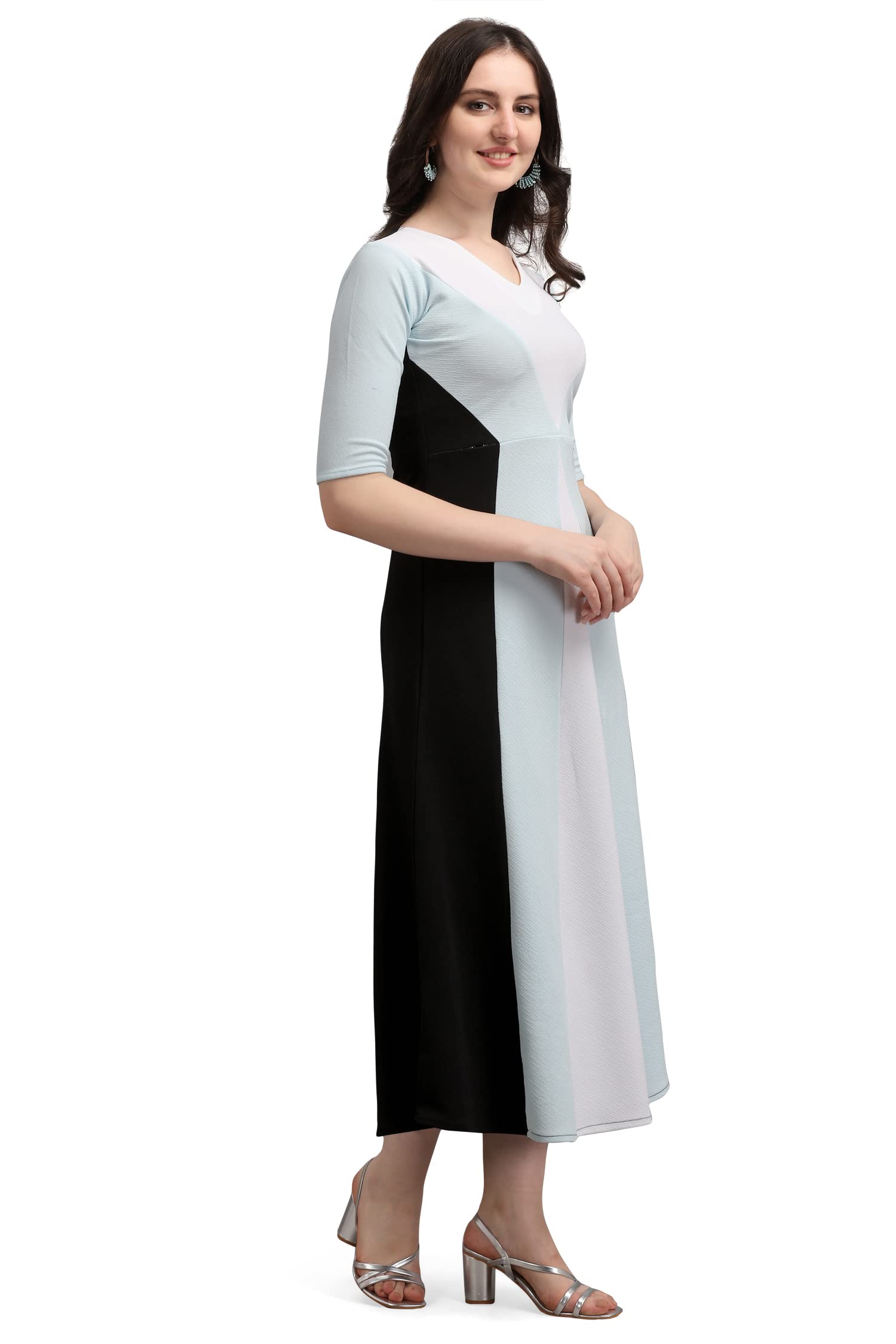 PURVAJA Women's Maxi Empire Waist Dress - Sky Blue - Image 4