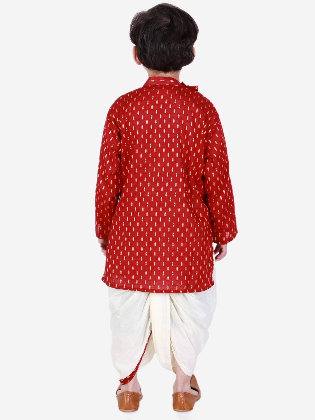 superminis Boy Cotton Kurta with Dhoti - Golden - Image 3