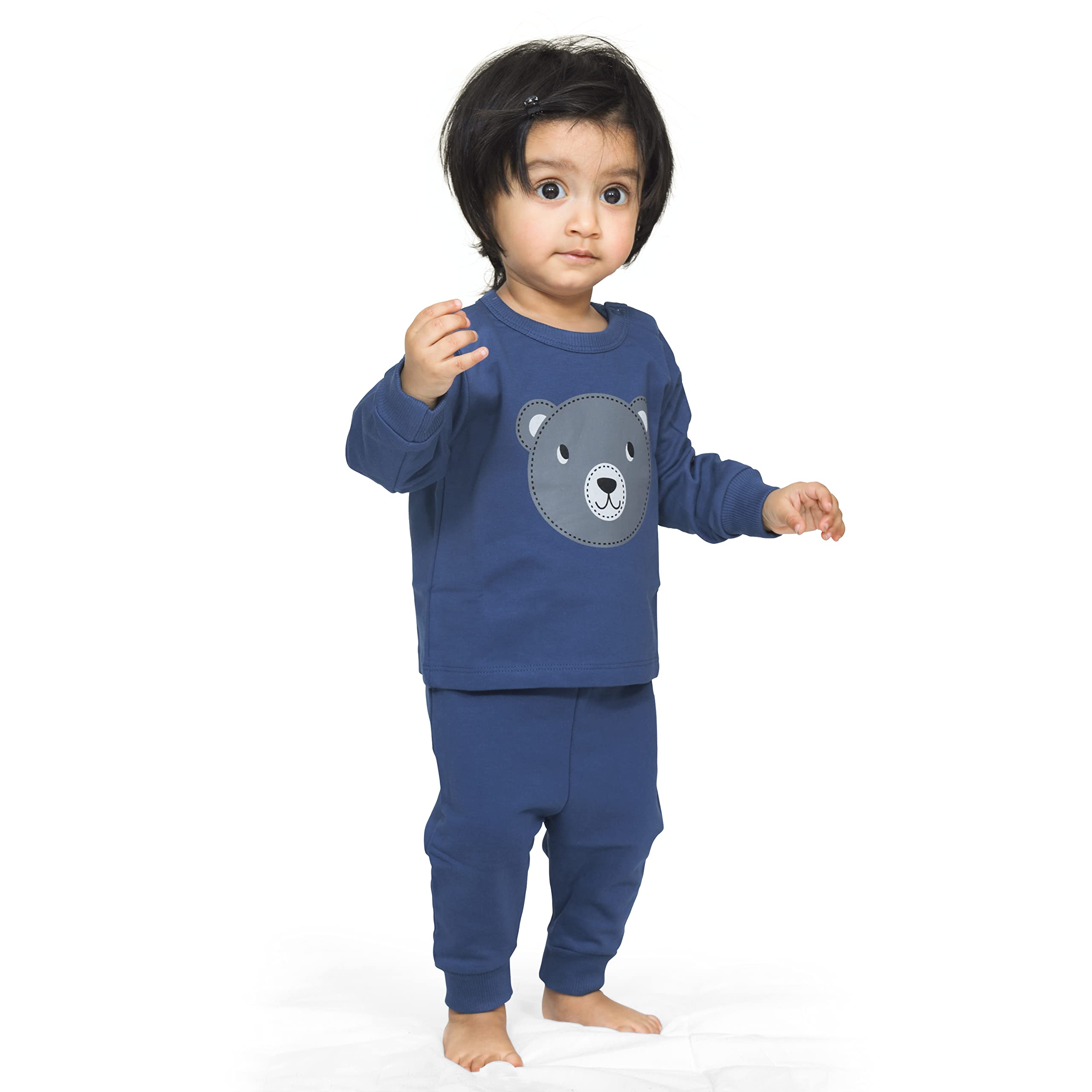 Real Basics Unisex Navy Cotton Fleece Pajama Set - Image 4