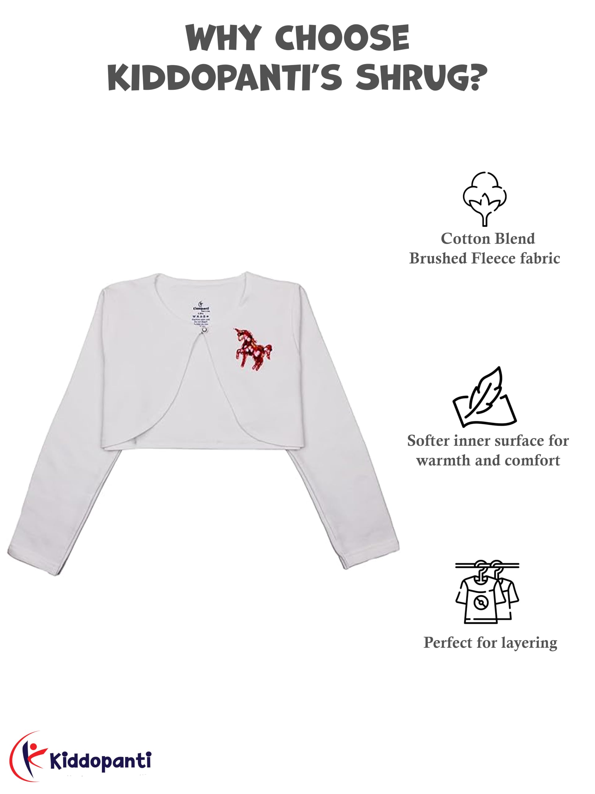 KiddoPanti Girls Shrug - Navy Unicorn - Image 2