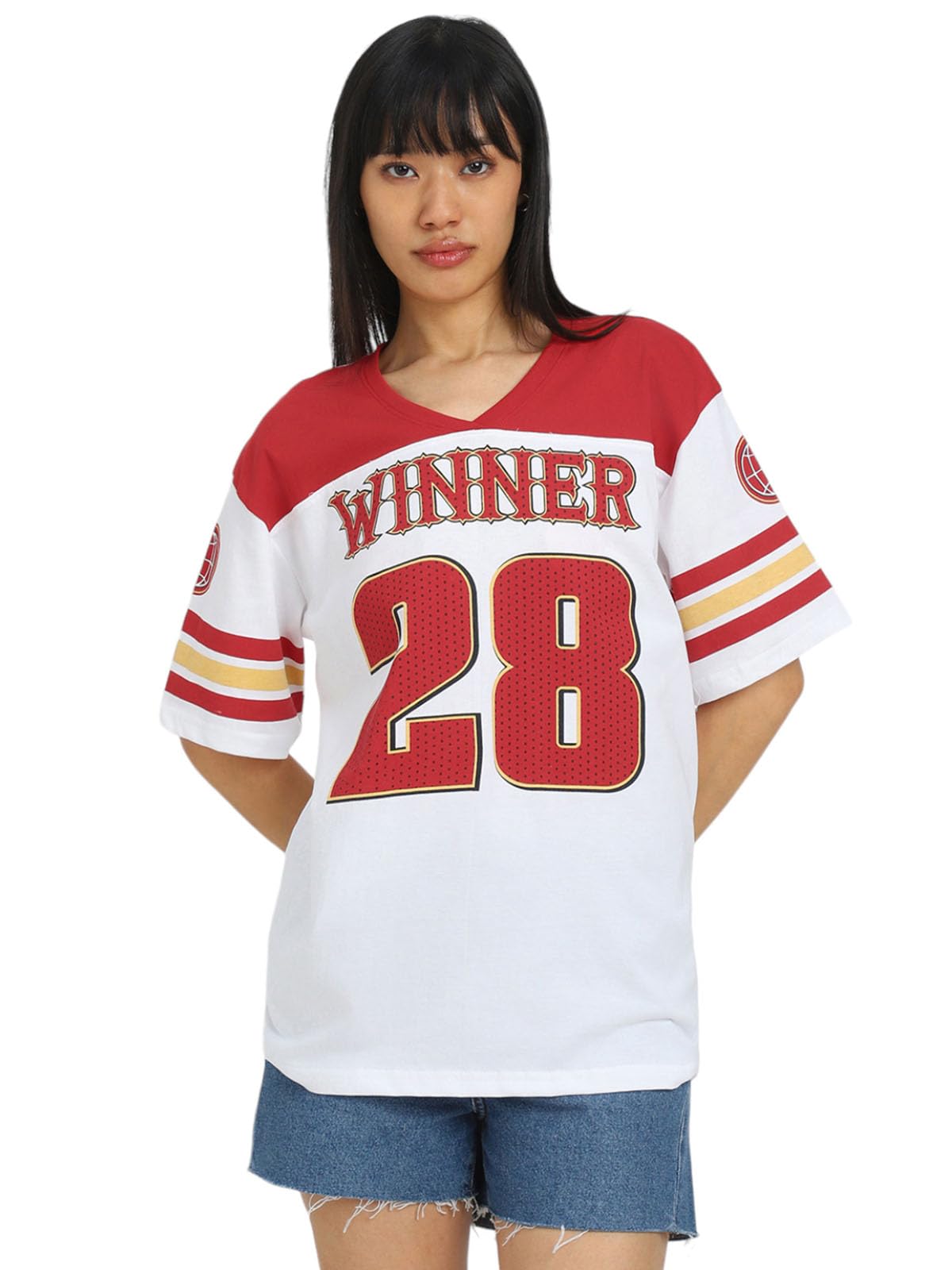 JUNEBERRY Printed Sports Jersey T-Shirt for Women - Red