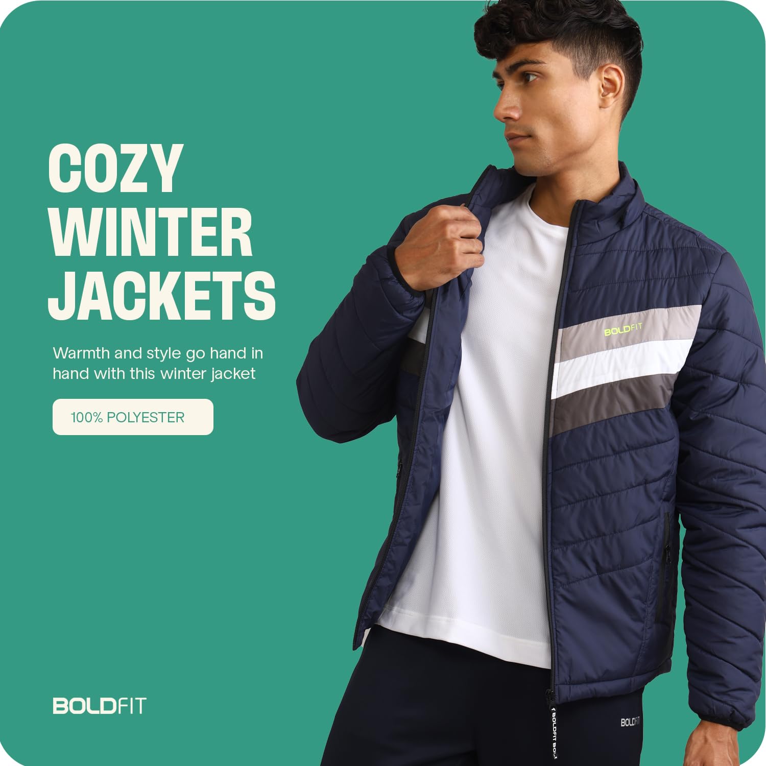 Boldfit Men Quilted Hooded Padded Jacket - Image 5
