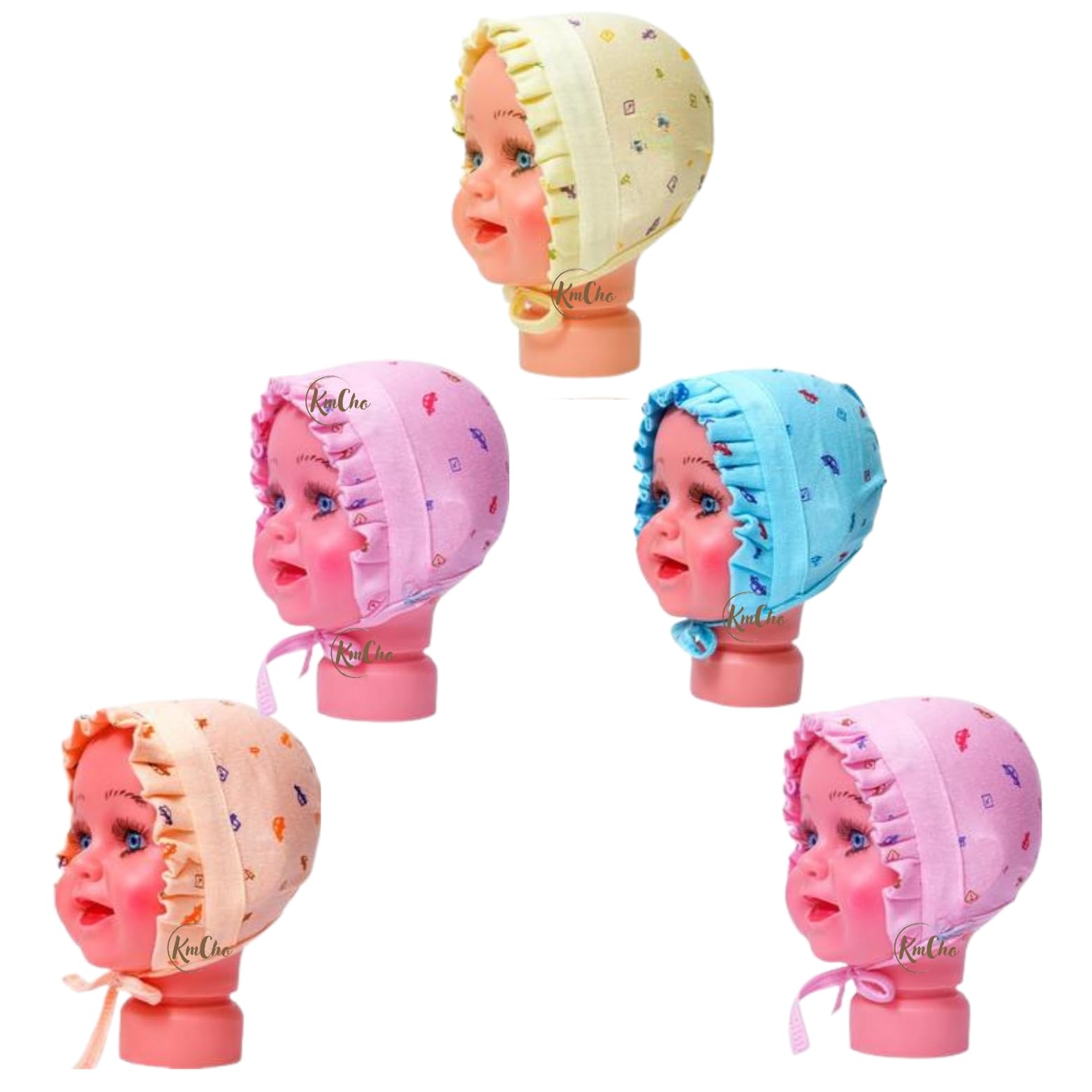 KmCho Newborn Baby Jalar Cap - Printed Cotton