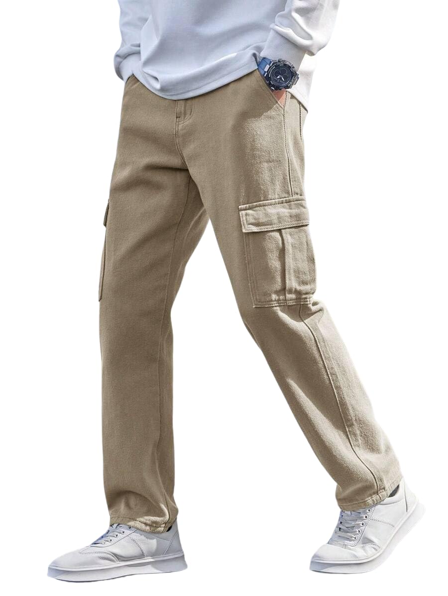 GarbGlide Men Cargo Jeans - Khakhi