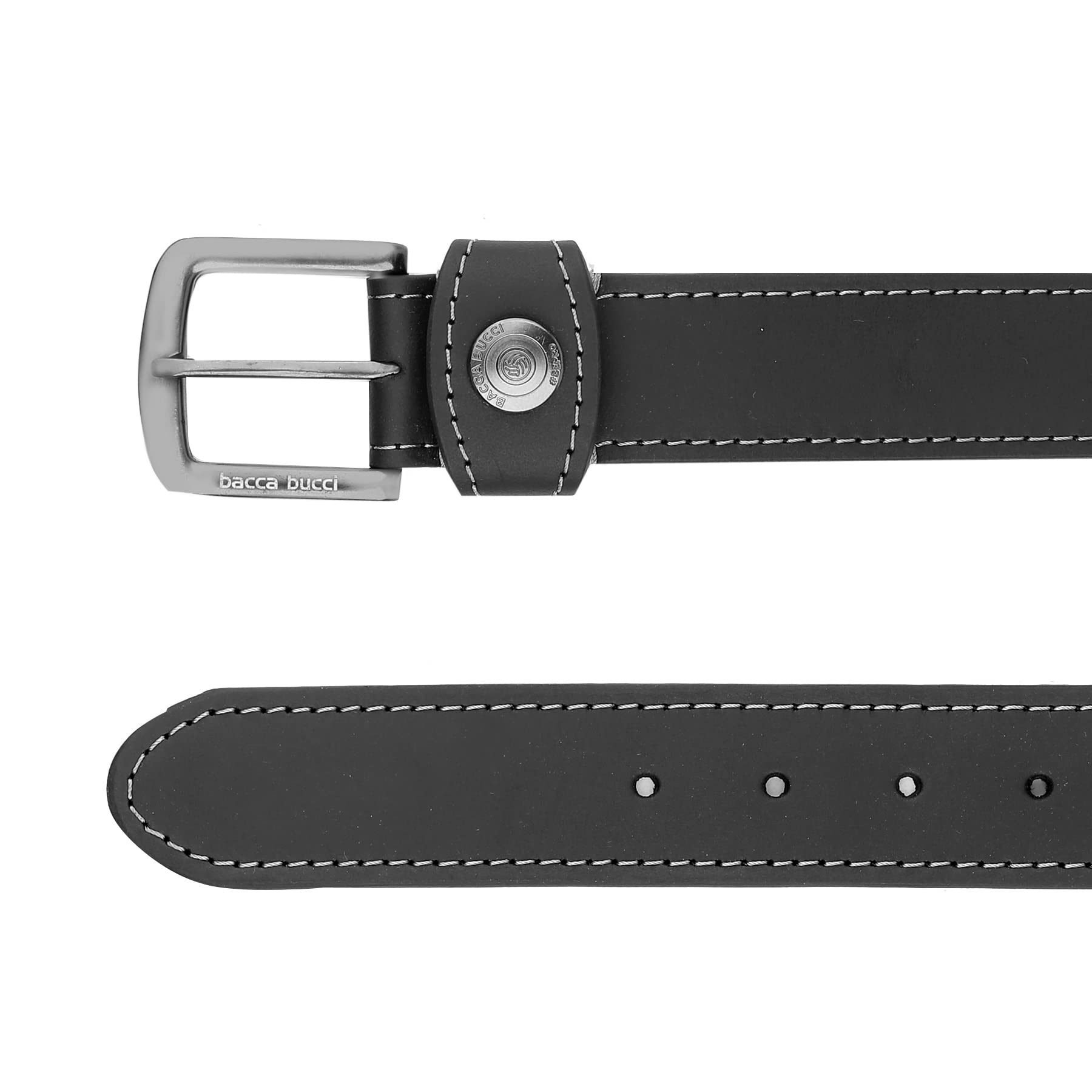 Bacca Bucci Men's Genuine Leather Black Belt - Image 4
