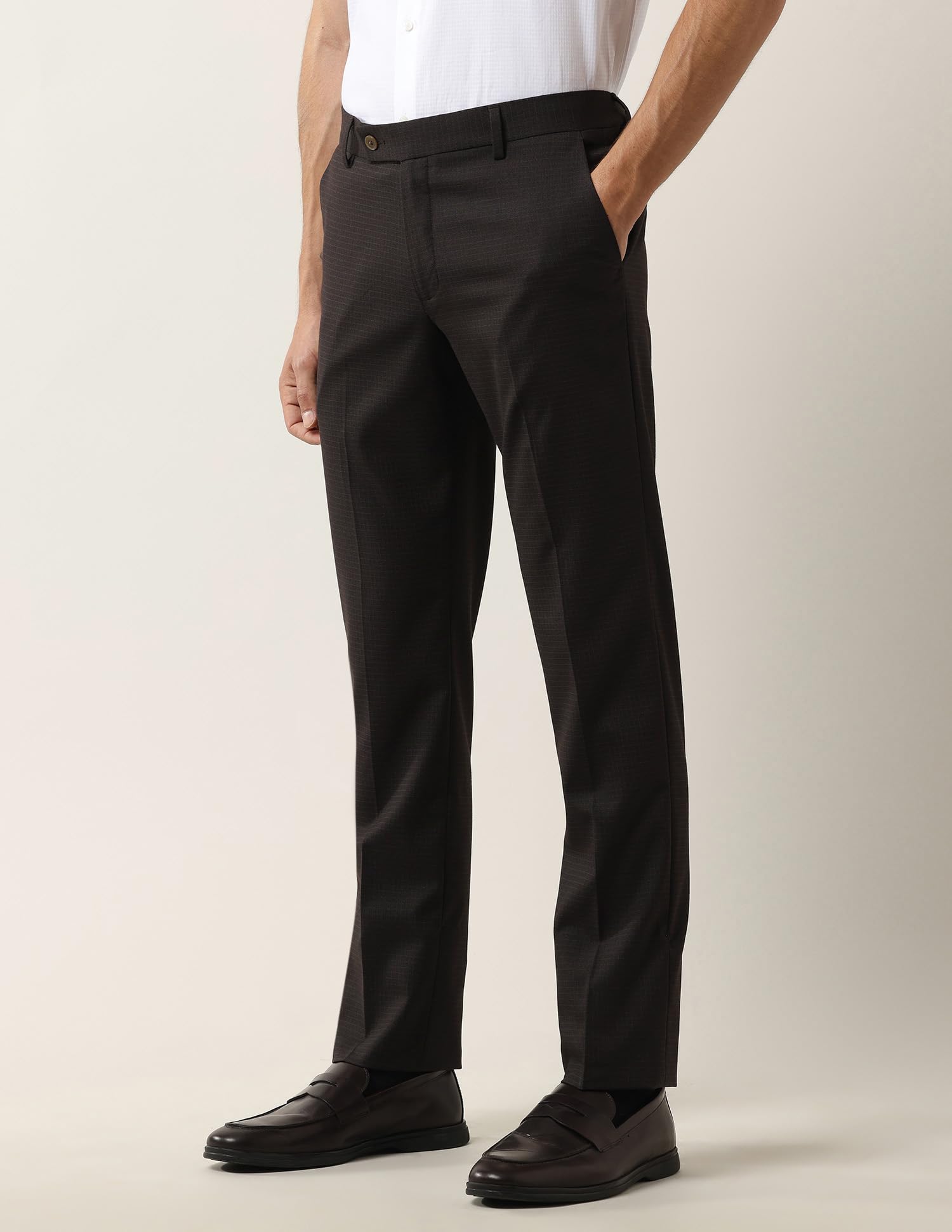 Arrow Men's Brown Tapered Suit Trousers - Image 4