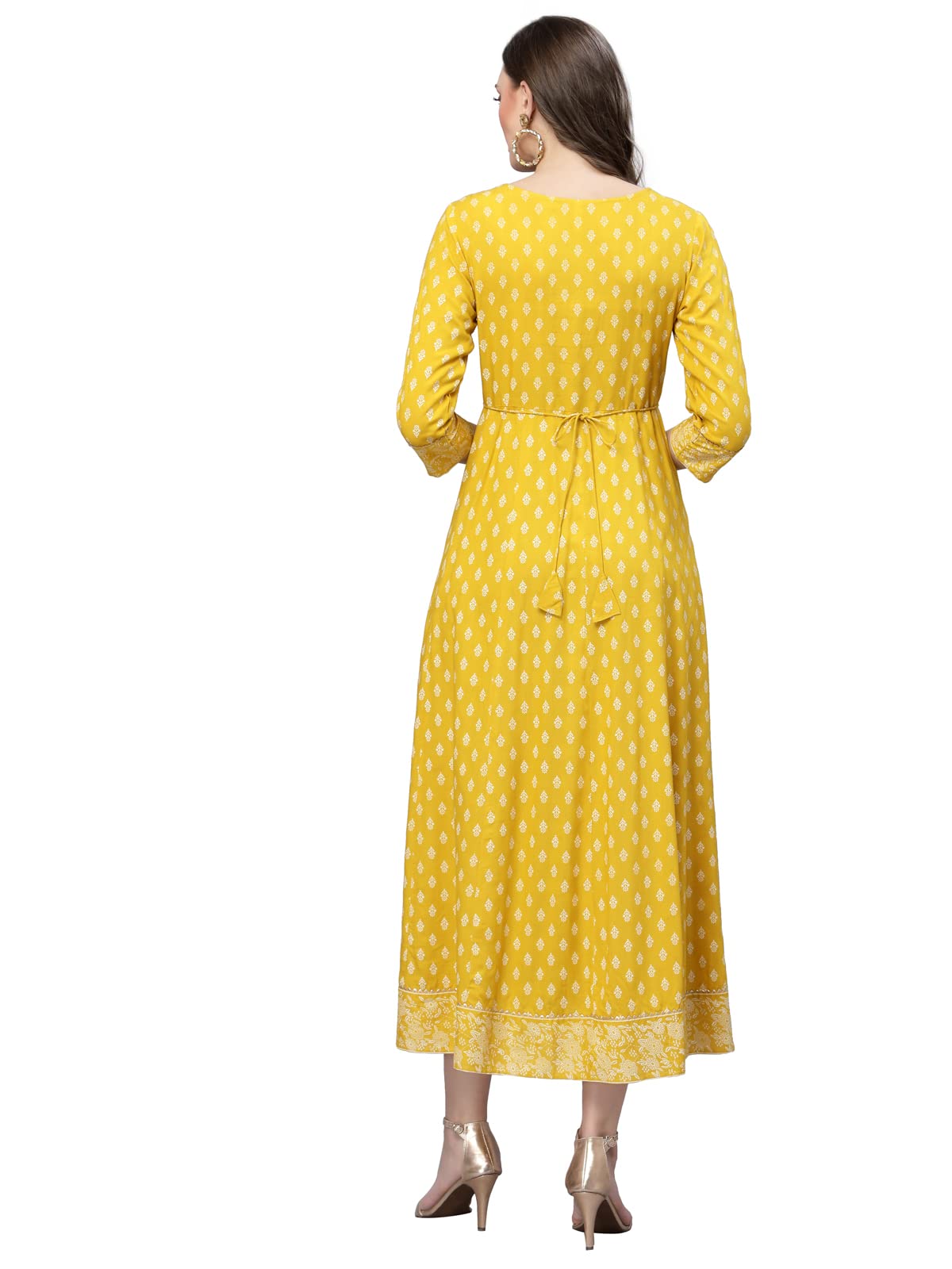 Stylum Women's Embroidered Long Kurta - Mustard - Image 2