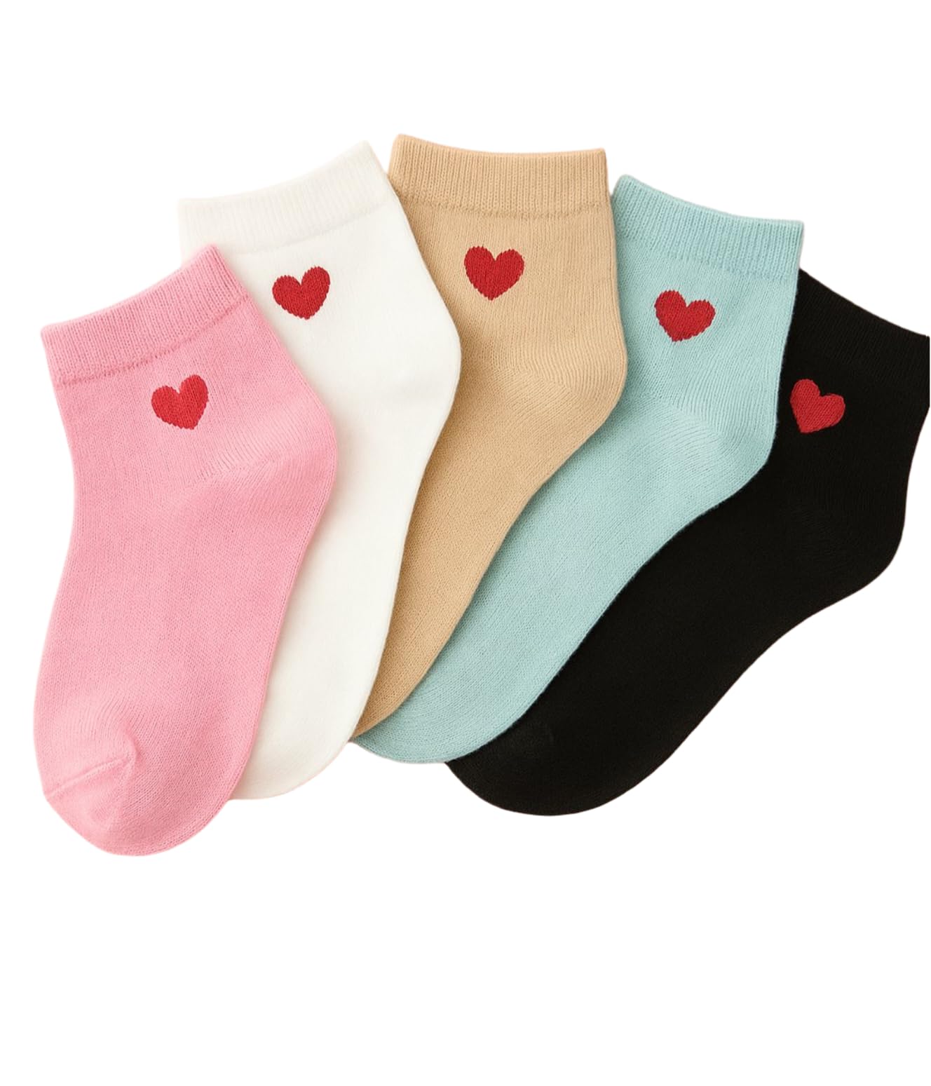 HICODE Womens Ankle Socks - Heart Pattern Multi-Colour