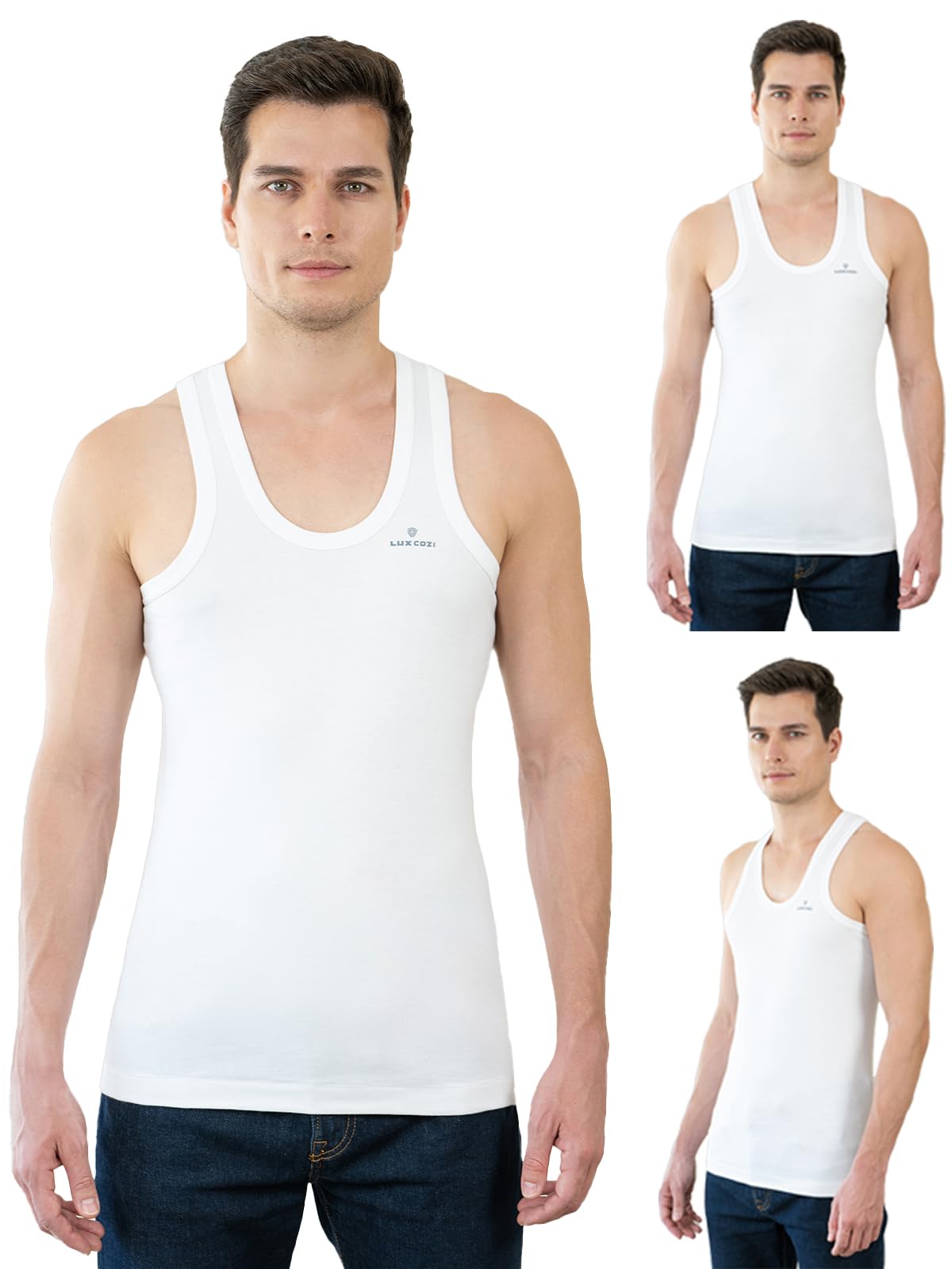 Lux Cozi Men's Cotton Sleeveless Vests - Multicolor