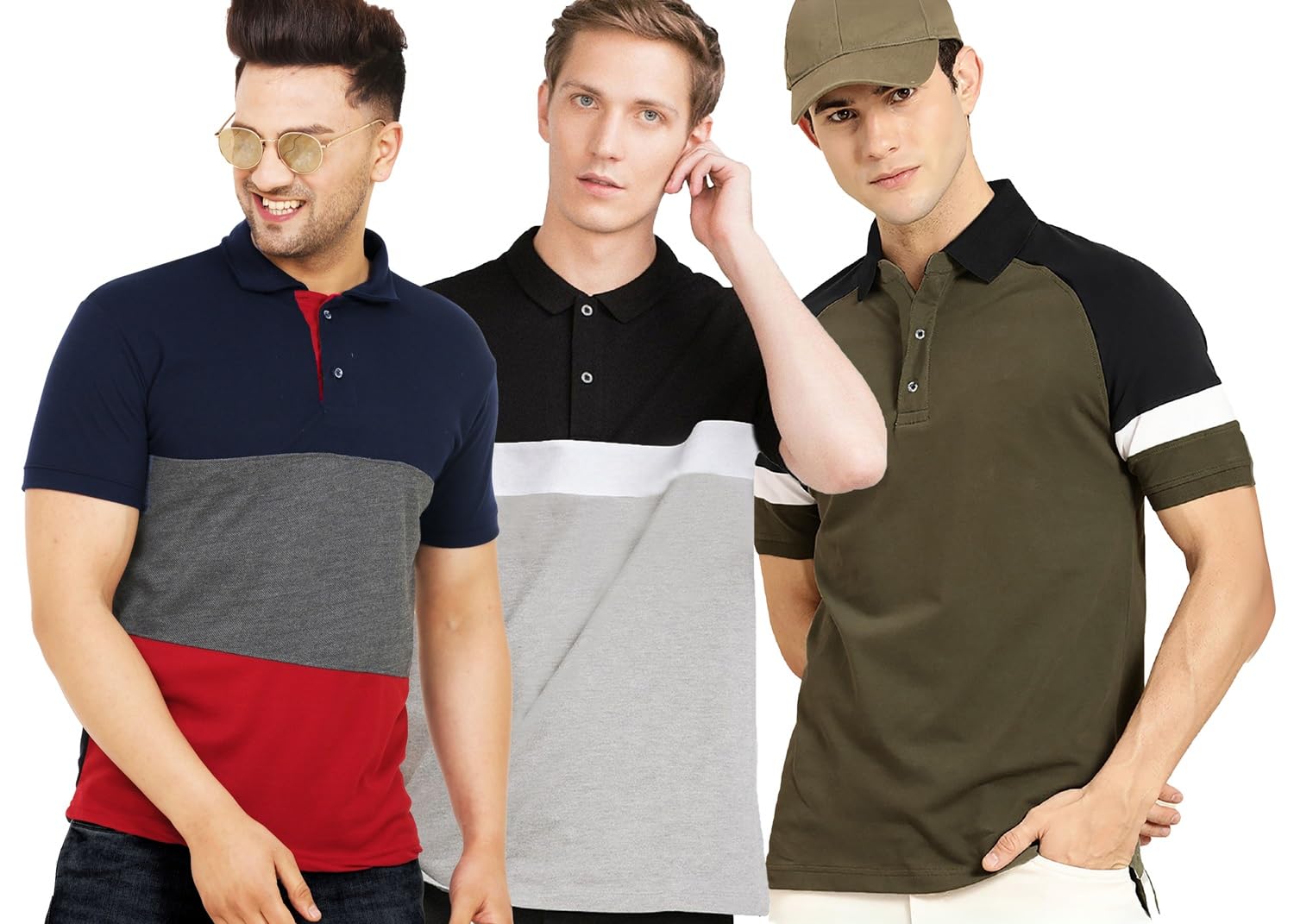 LEOTUDE Men's Multicolor Polo T-Shirt