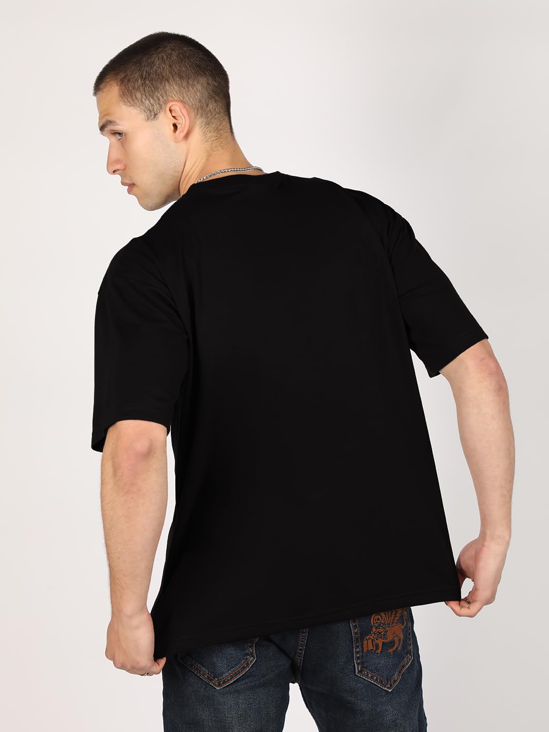 CHKOKKO Printed Round Neck T Shirt for Men - Black - Image 3
