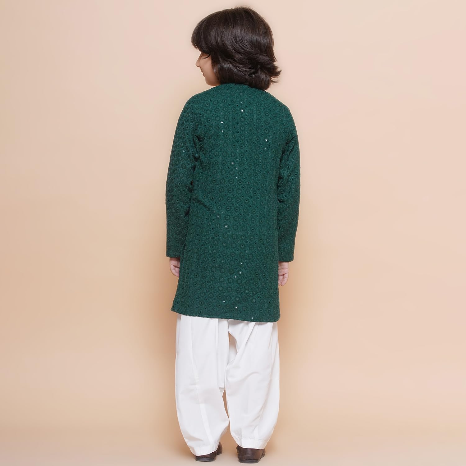 AJ DEZINES Teal Chikankari Kurta Pajama for Boys - Image 2