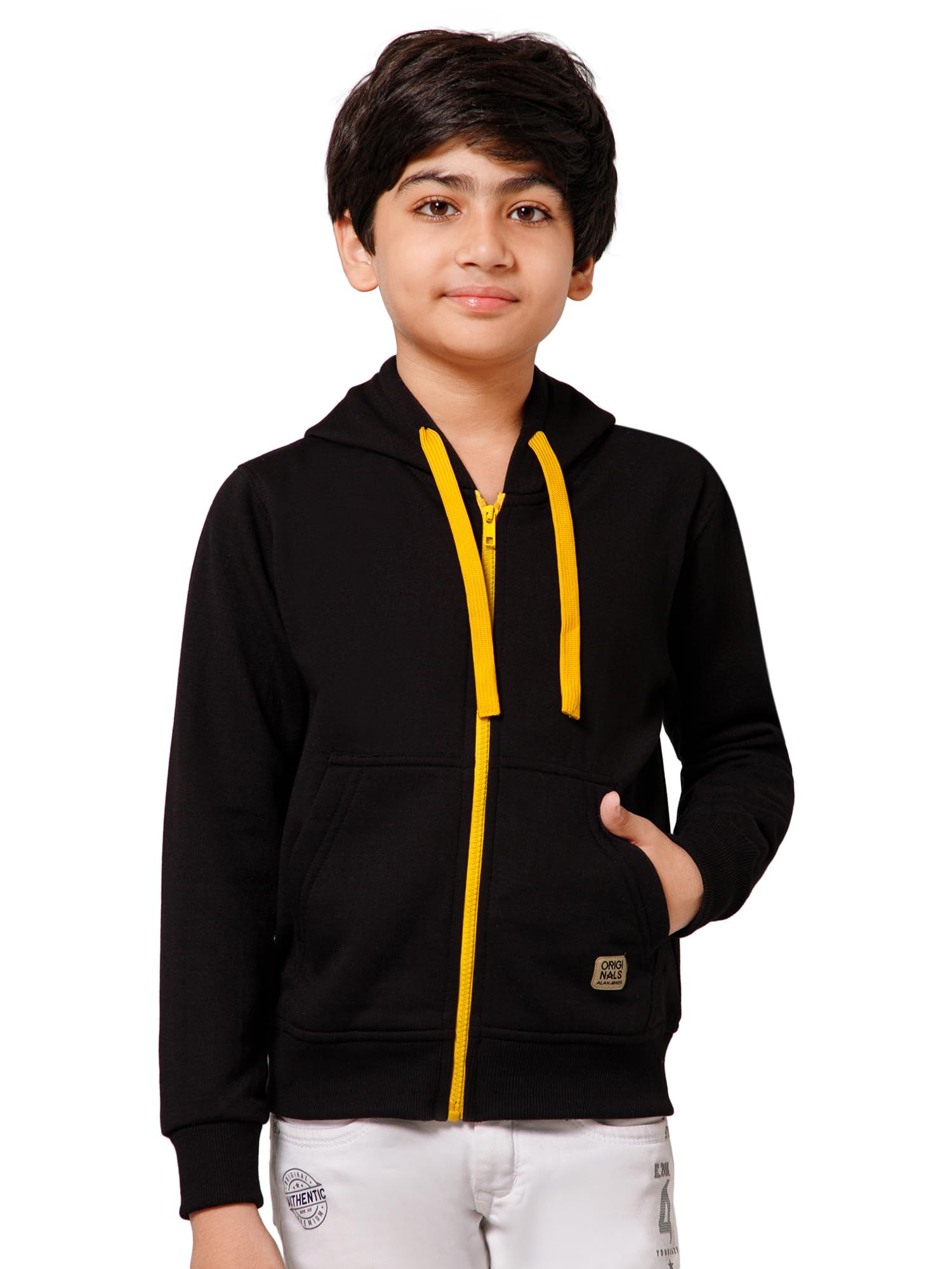 Alan Jones Boys Black Fleece Hoodie