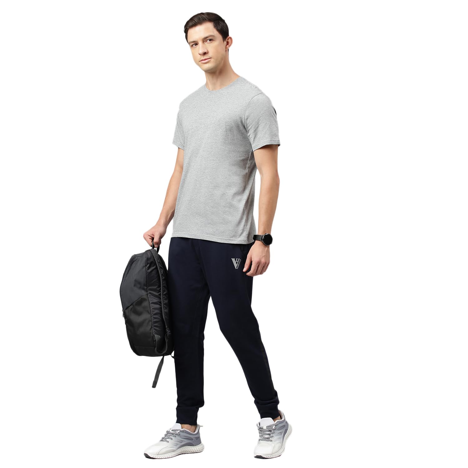 Van Heusen Men's Cotton Solid T Shirt - Grey Melange - Image 4