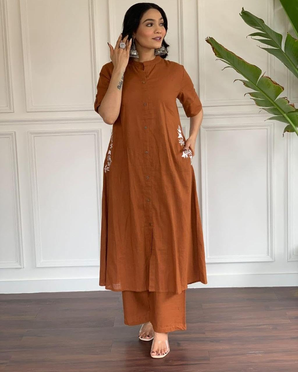 Elegant Cotton Palazzo Kurta Set for Women - Image 2