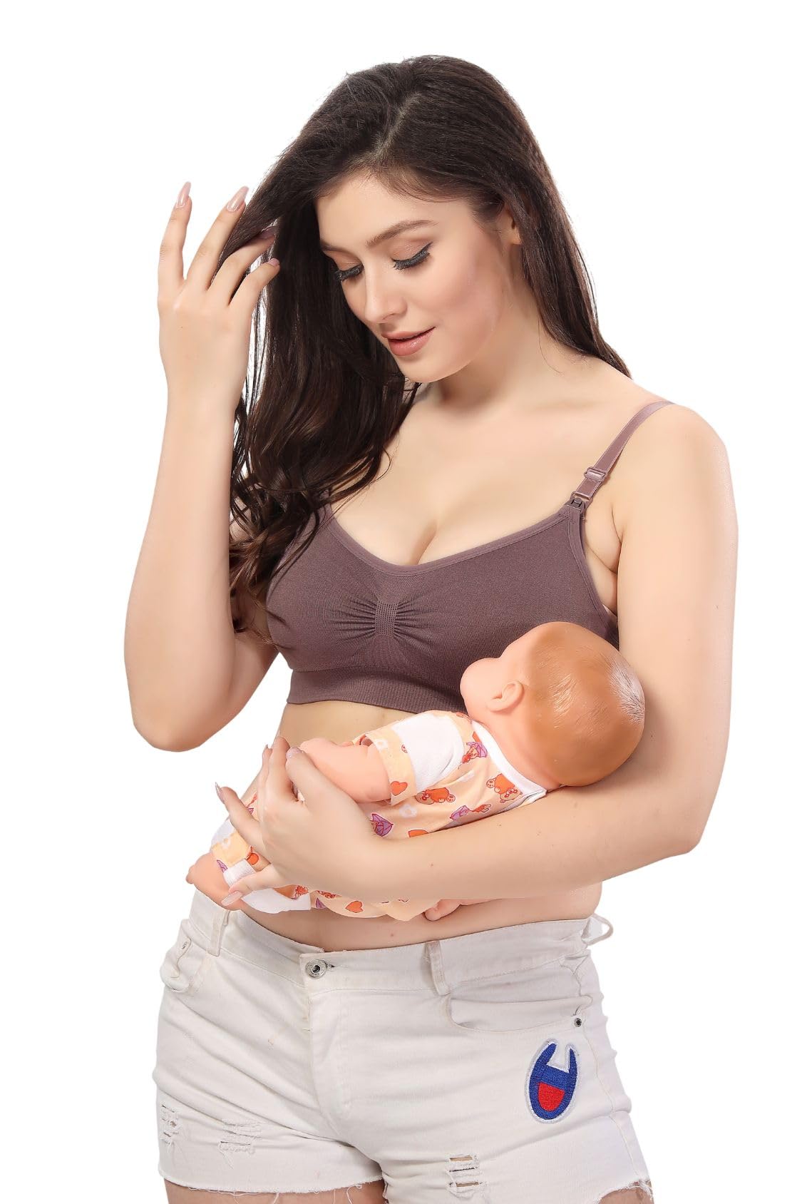 Fabme Women's Nylon Blend Nursing Bra - Purple - Image 3