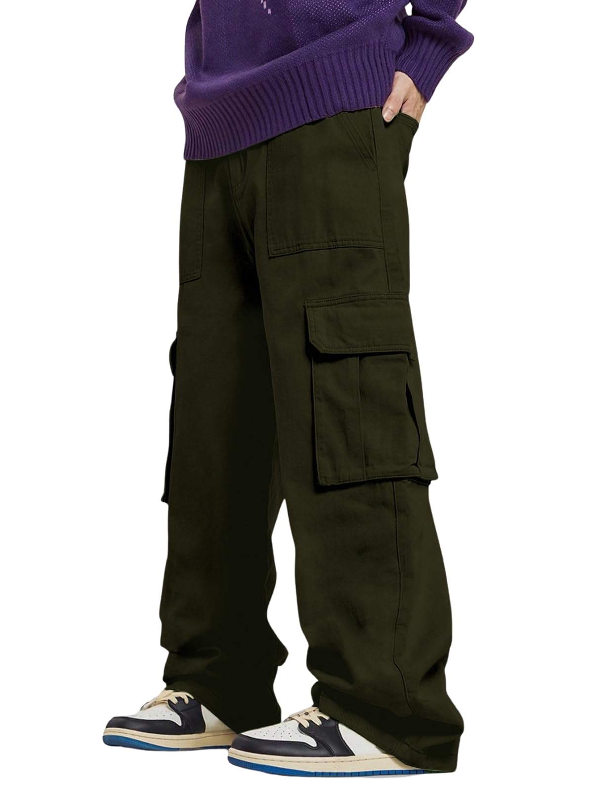 GRECIILOOKS Men Low Rise Cargos Trousers
