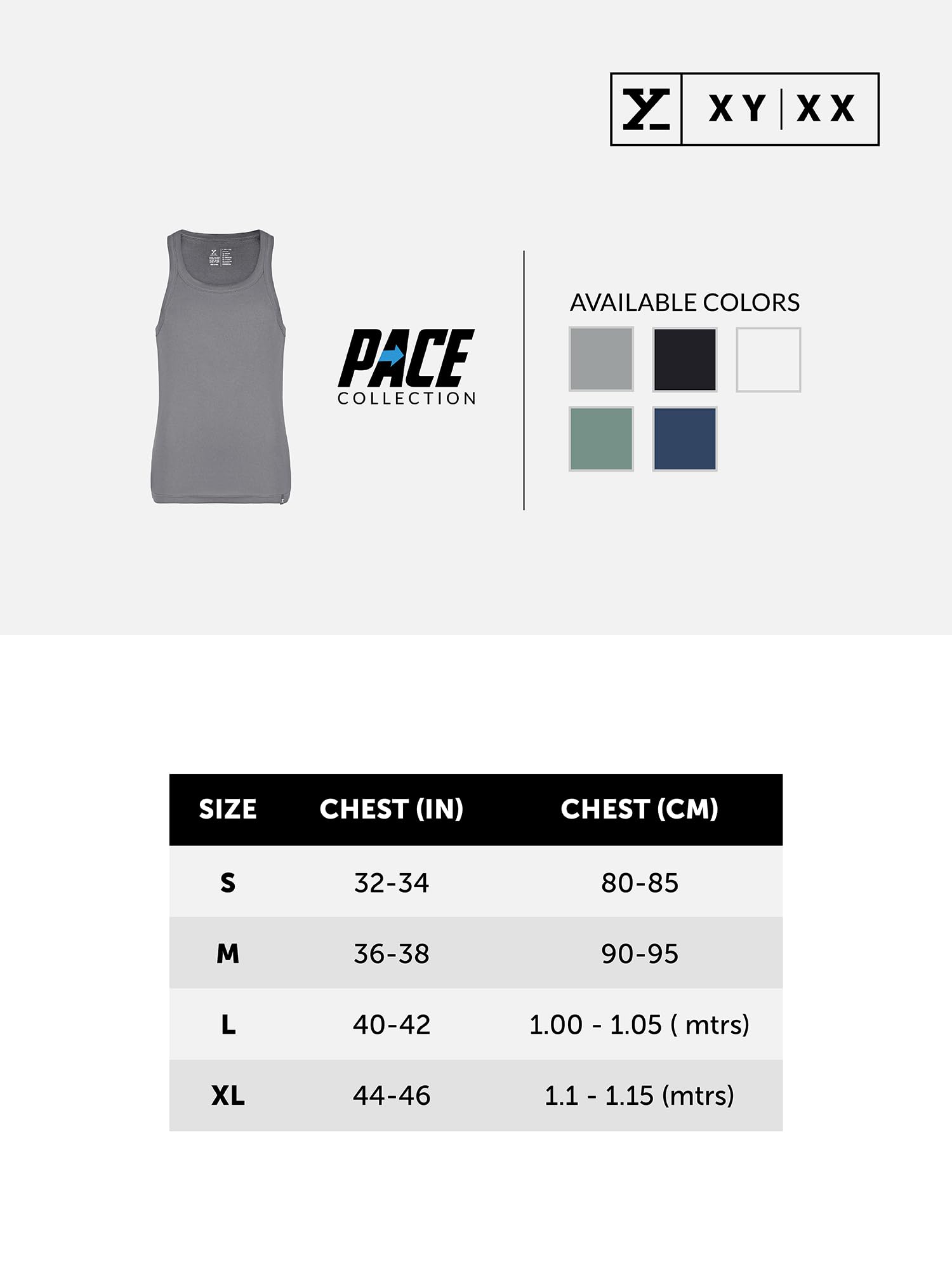 XYXX Men's Combed Cotton Vest - Black Knight+Polar White - Image 4