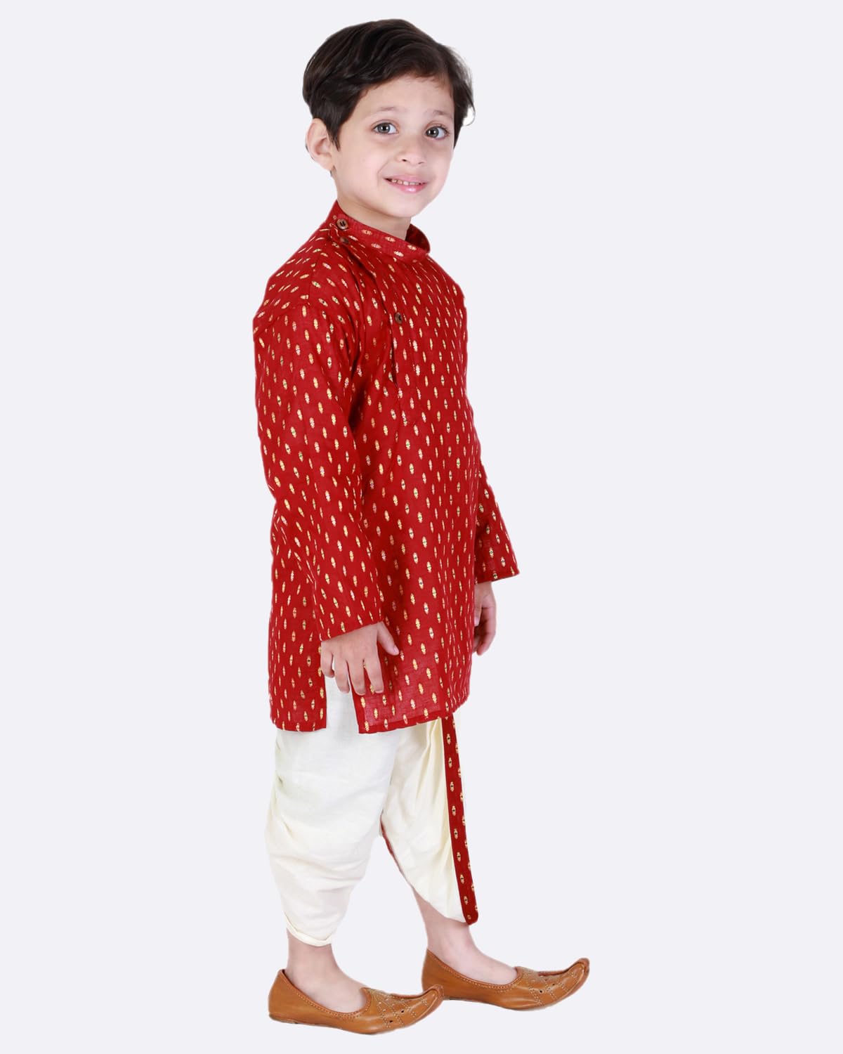 superminis Boy Cotton Kurta with Dhoti - Golden - Image 5