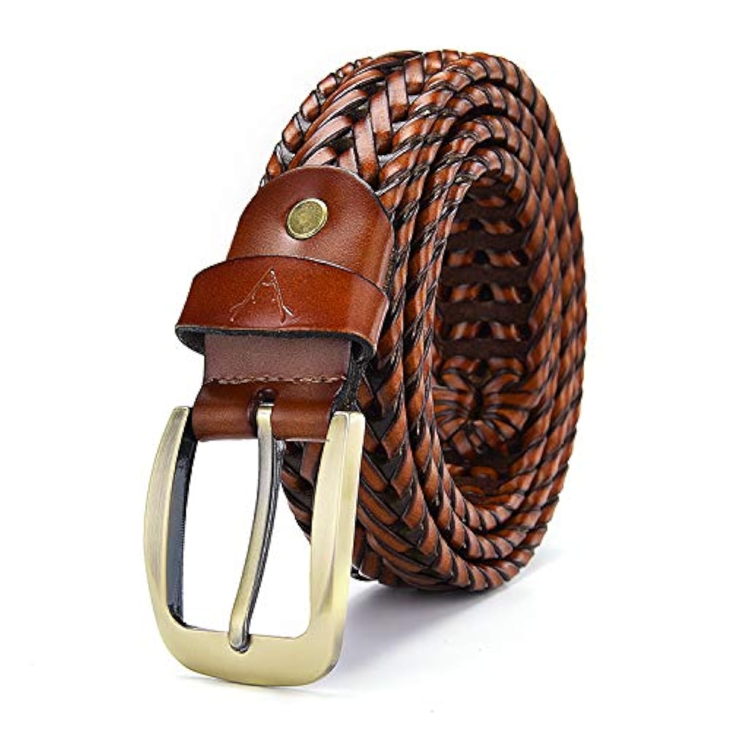 VOGARD Mens Braided Genuine Leather Belt