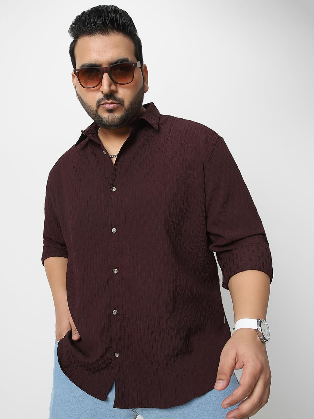 Urbano Men's Maroon Cotton Shirt - Image 2