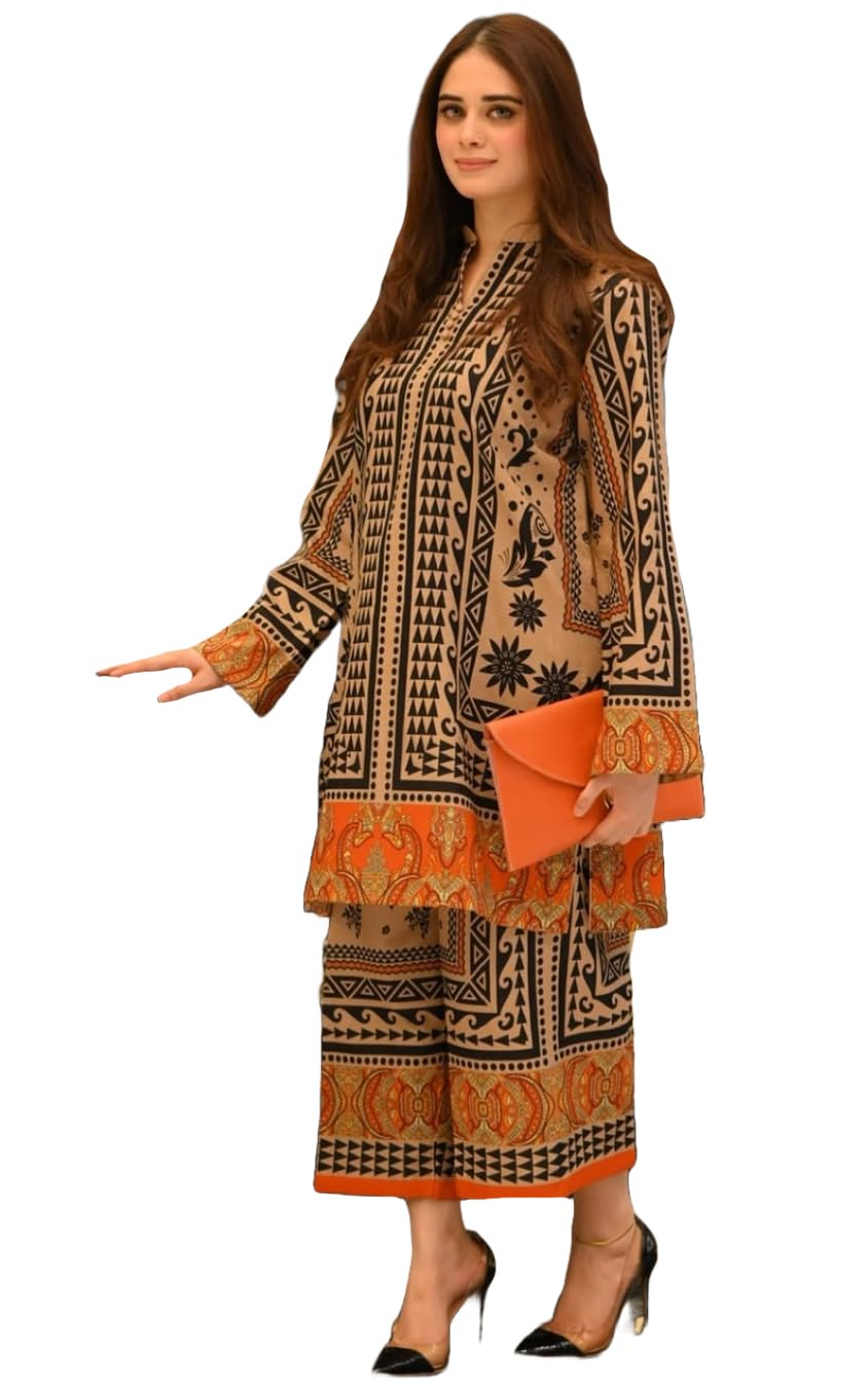 ANNI Women's Rayon Viscose Printed Kurta - Beige