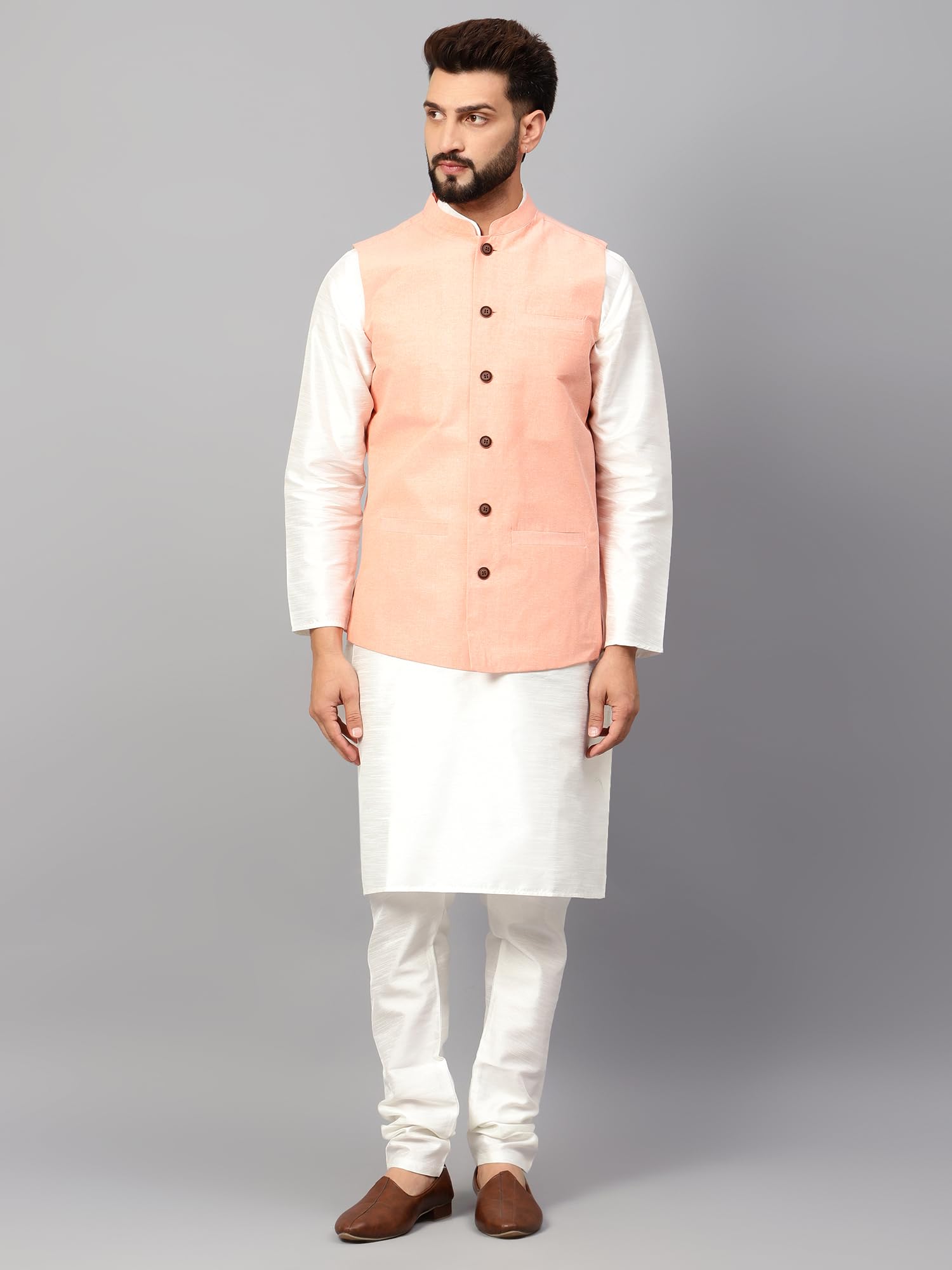 Chikan Men Nehru Jacket - Solid Ethnic - Image 2