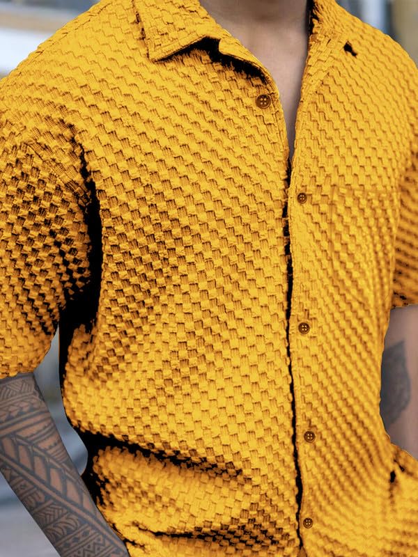 Pinkmint Men's Button Down Shirt - Yellow - Image 4