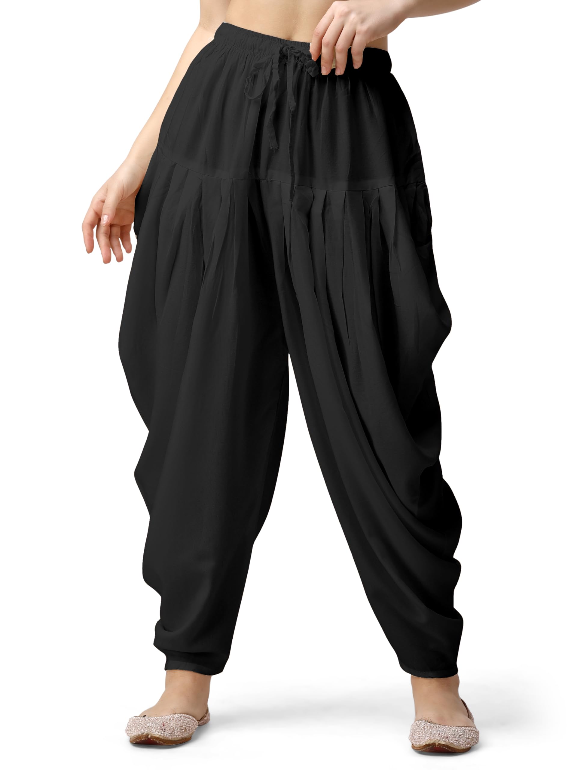 Mehrang Women's Rayon Dhoti Pant - Black - Image 2
