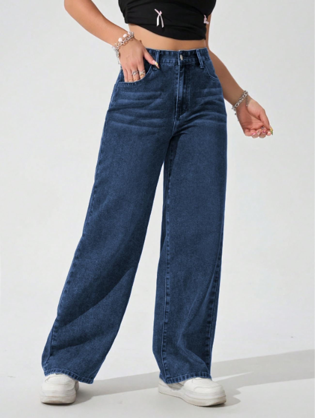 Ben Martin Women's Baggy Jeans - Dark Blue - Image 3