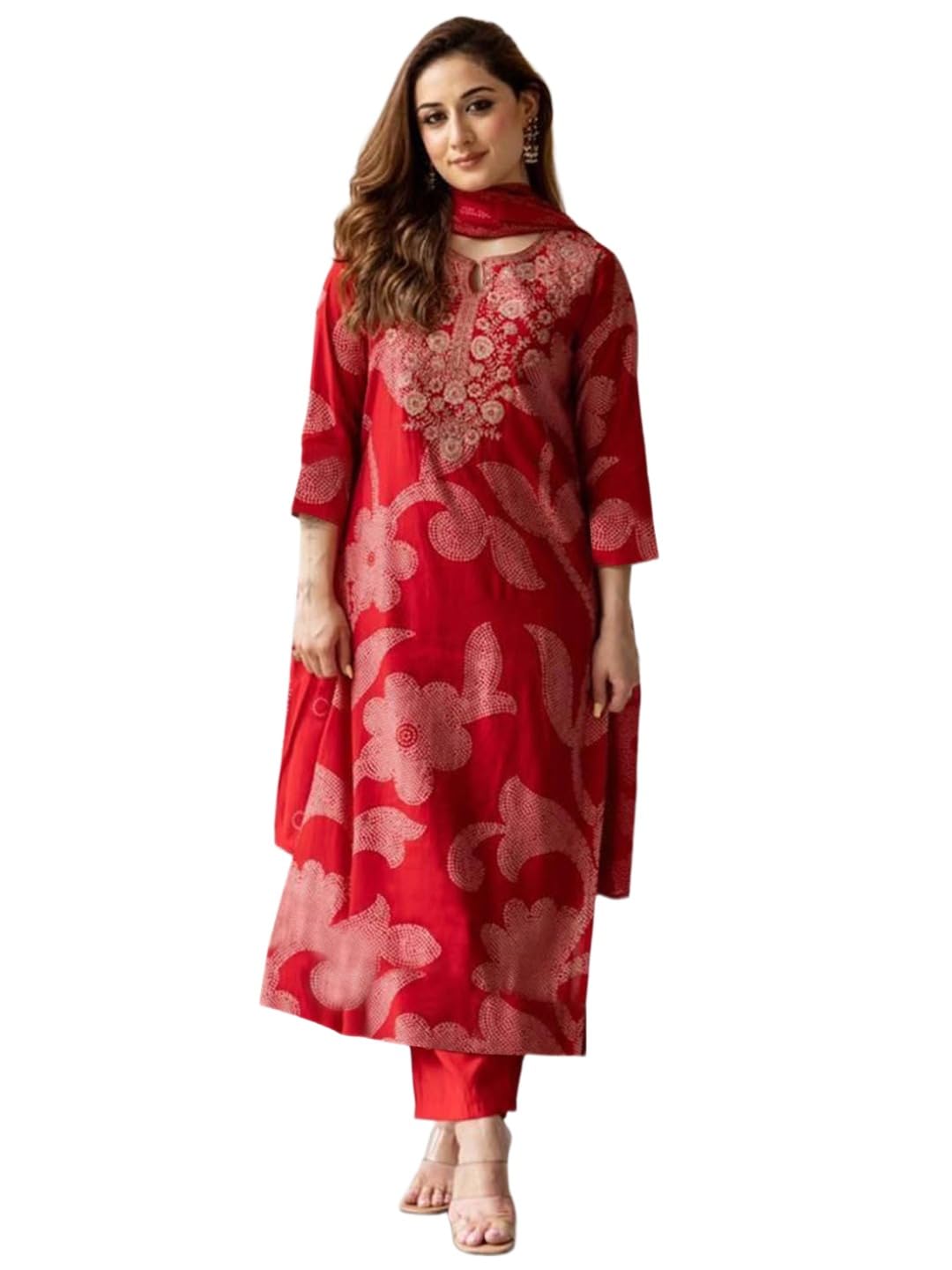 ANNI DESIGNER Pink Printed Kurta Set for Women