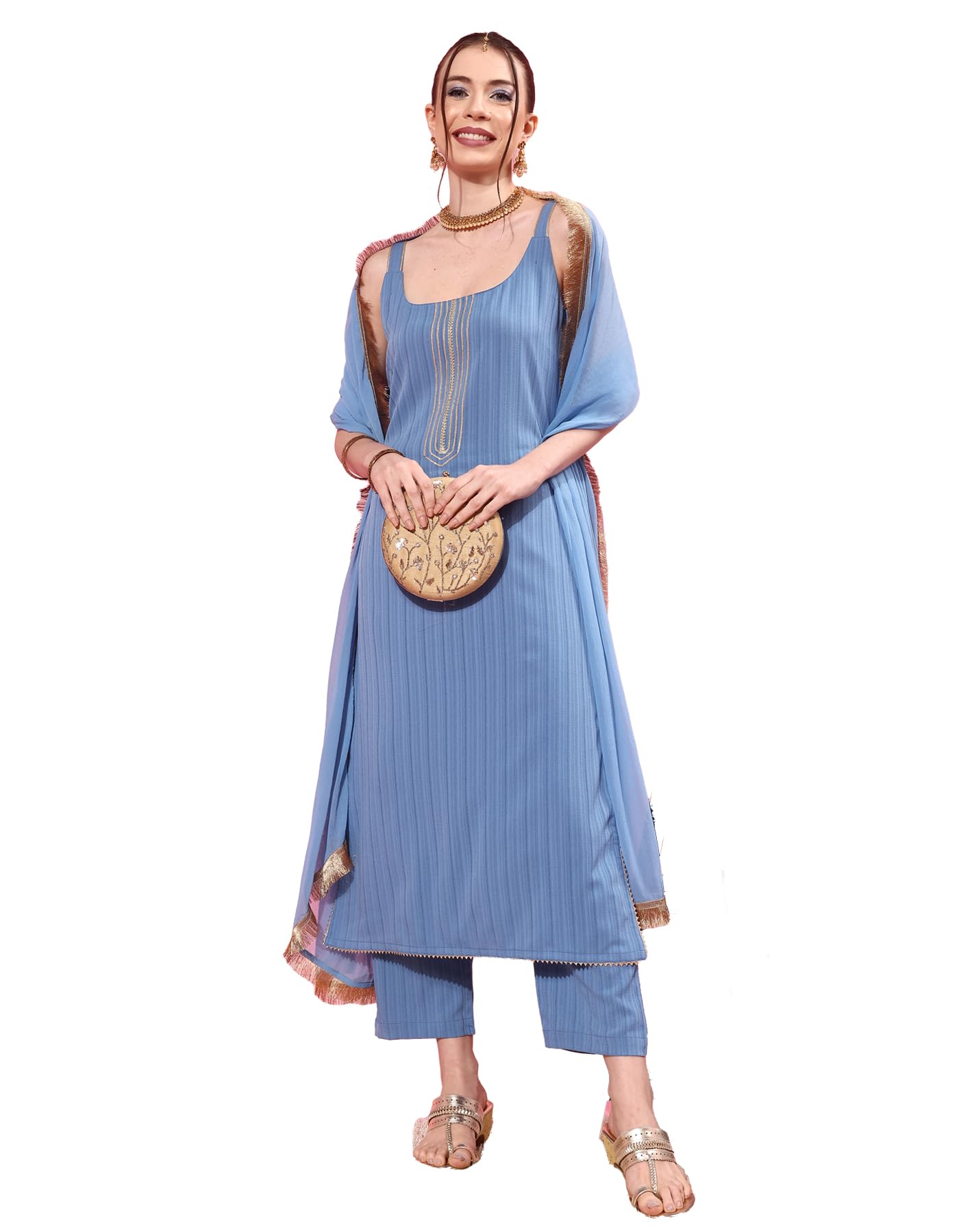 Varanga Women's Blue Straight Kurta