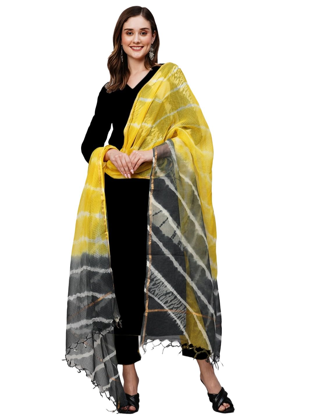 ANNI DESIGNER Black Yellow Kurta Set for Women