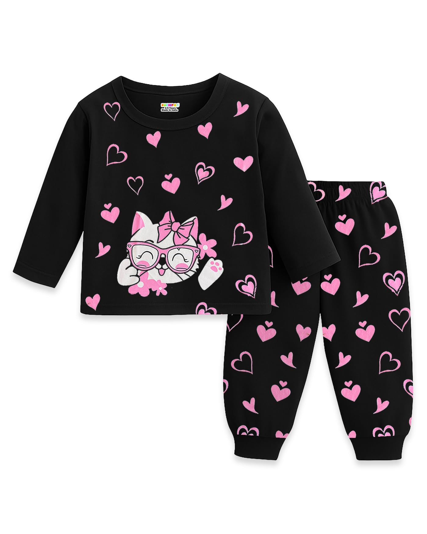 Kuchipoo Baby Girl Cotton T-Shirts and Pyjamas Set - Multi-Colored - Image 5