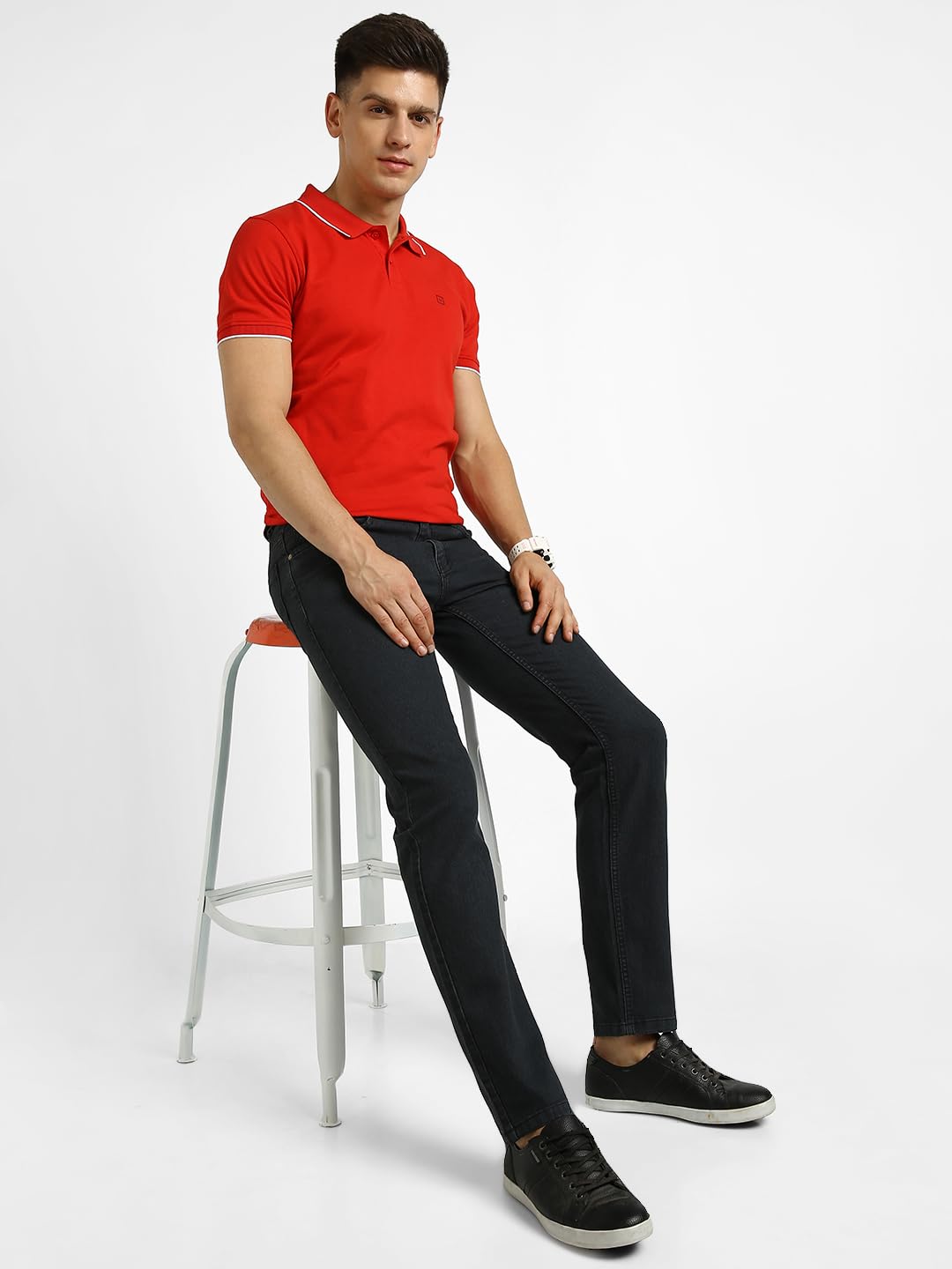 Urbano Men's Dark Grey Stretchable Jeans - Image 5