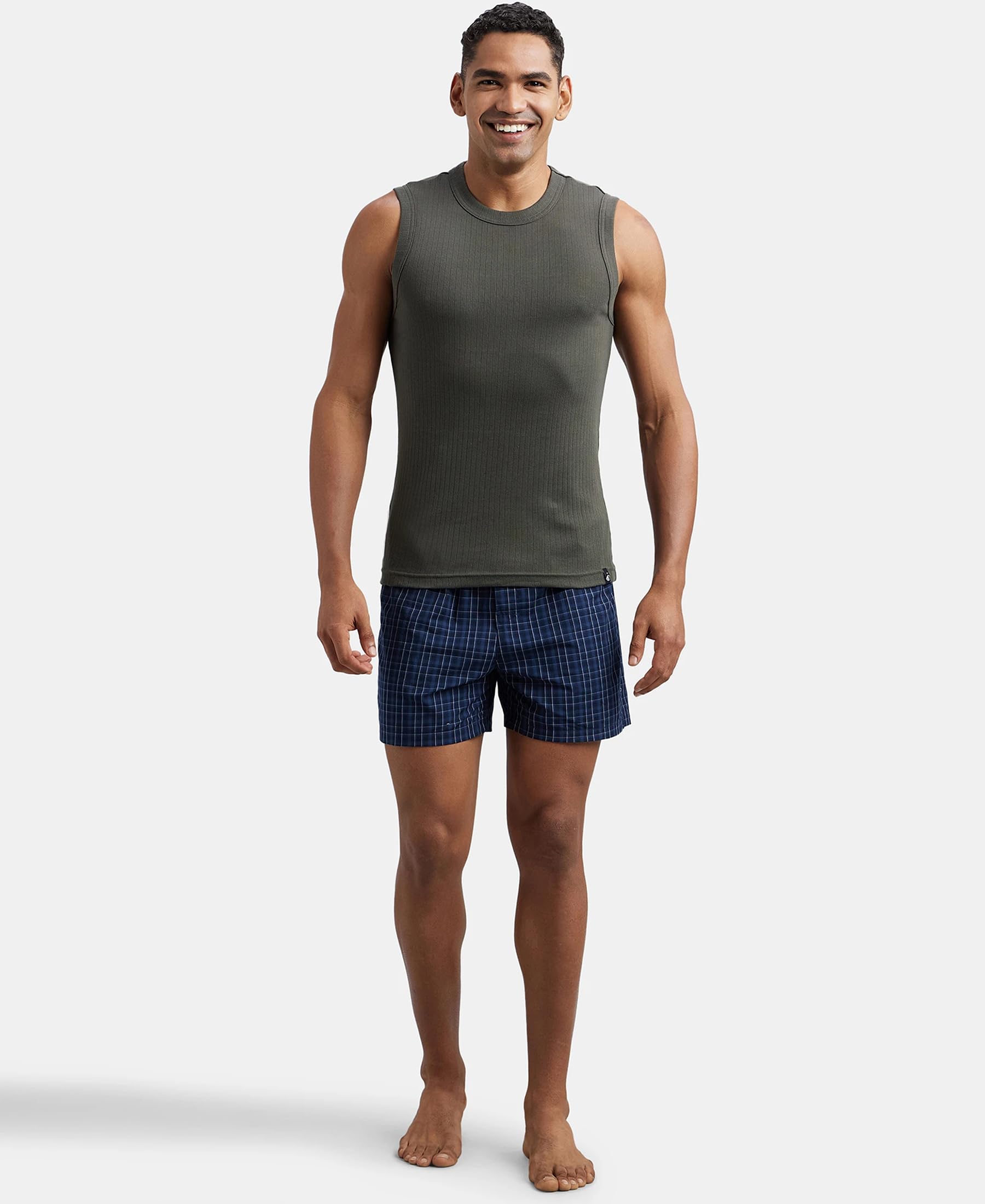 Jockey Men's Deep Olive Cotton Rib Muscle Vest - Image 4